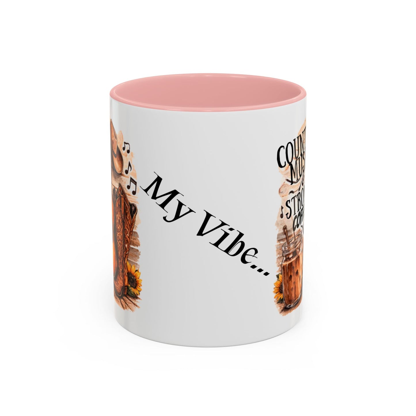Country Music and Strong Coffee Accent Mug with slogan Thats My Vibe - SJM Print Store