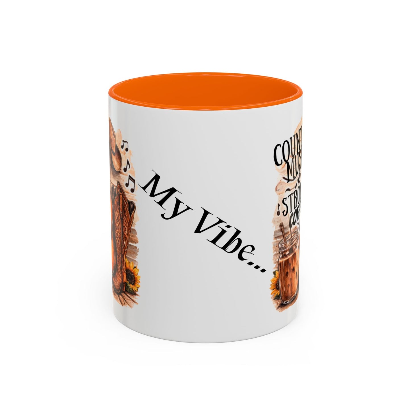 Country Music and Strong Coffee Accent Mug with slogan Thats My Vibe - SJM Print Store