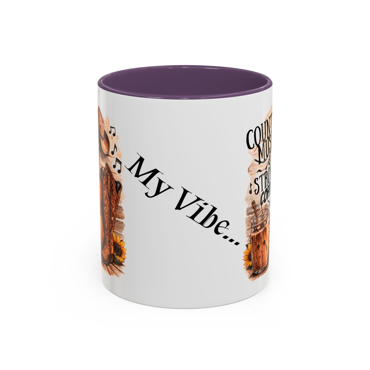 Country Music and Strong Coffee Accent Mug with slogan Thats My Vibe - SJM Print Store