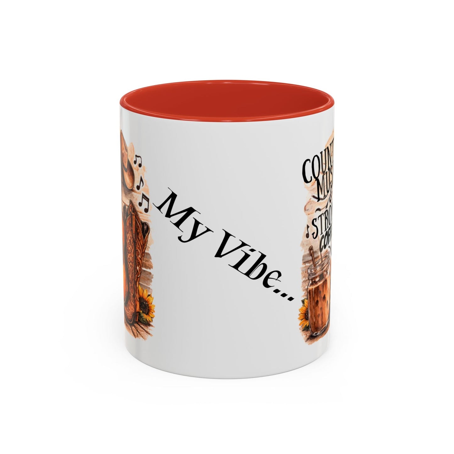 Country Music and Strong Coffee Accent Mug with slogan Thats My Vibe - SJM Print Store