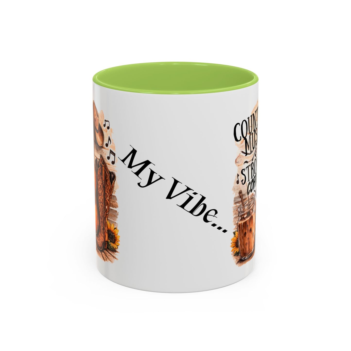 Country Music and Strong Coffee Accent Mug with slogan Thats My Vibe - SJM Print Store