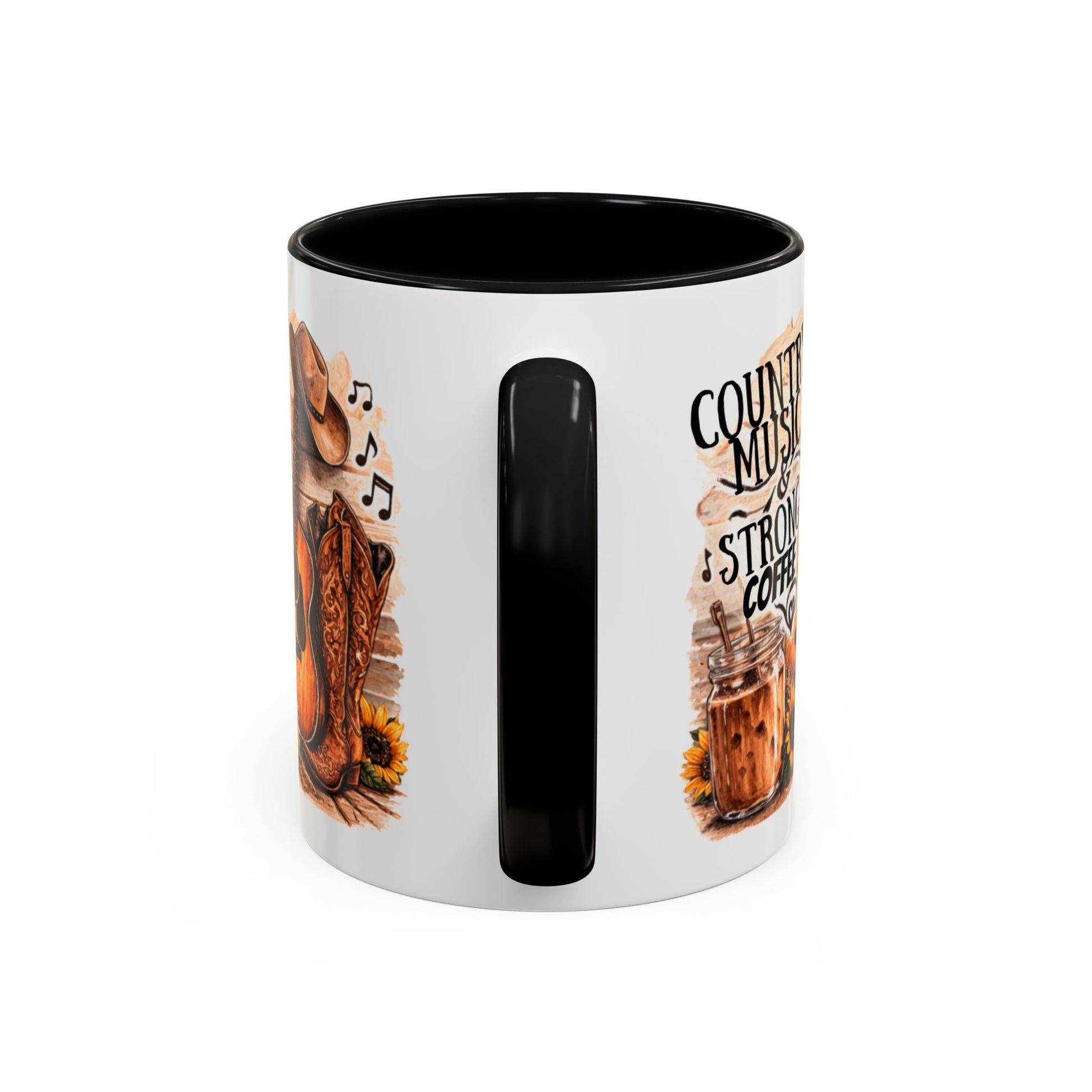Country Music and Strong Coffee Accent Mug with slogan Thats My Vibe - SJM Print Store