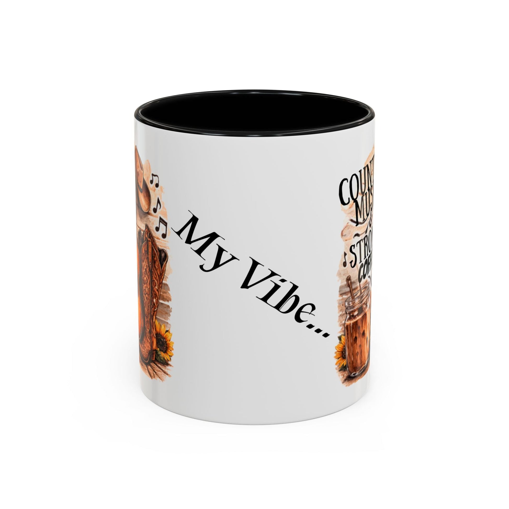 Country Music and Strong Coffee Accent Mug with slogan Thats My Vibe - SJM Print Store