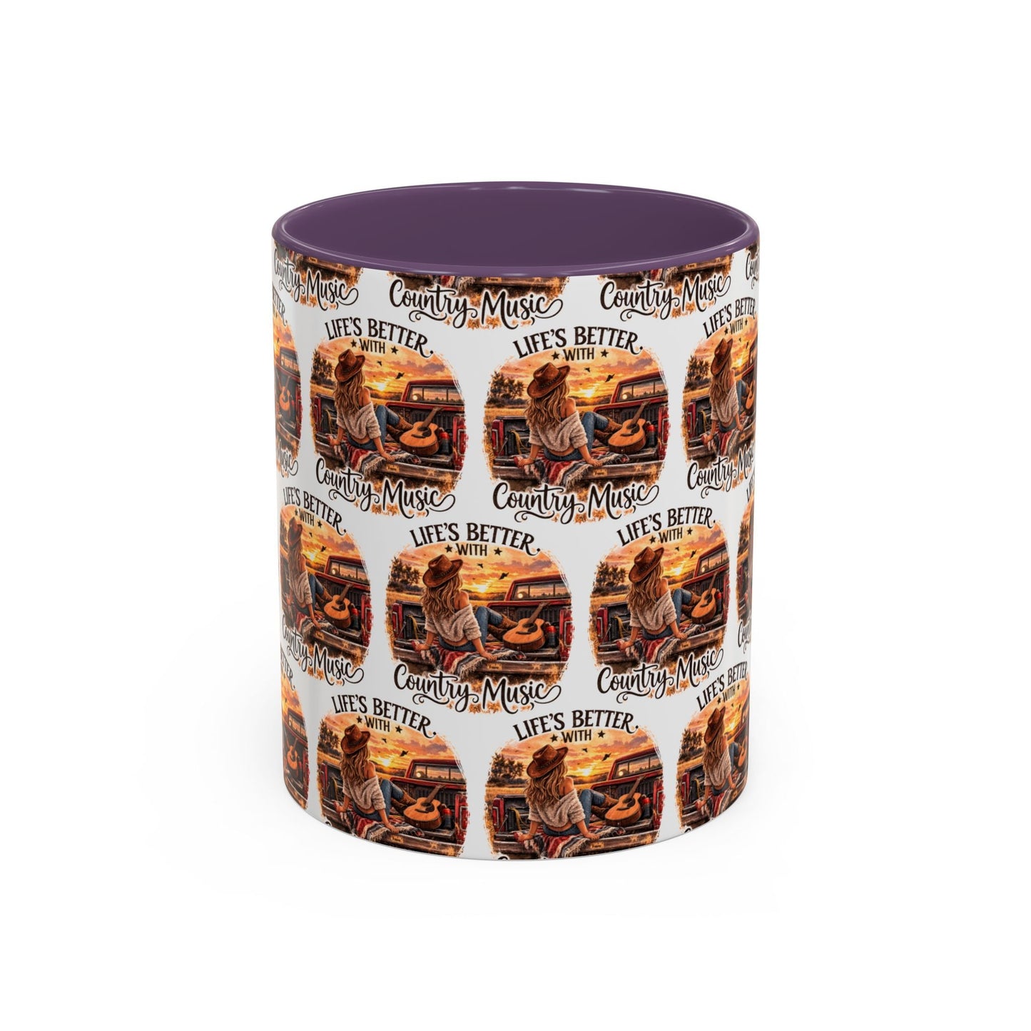 Country Music Coffee Mug Life's Better with Country Music Accent Mug (11oz) - SJM Print Store