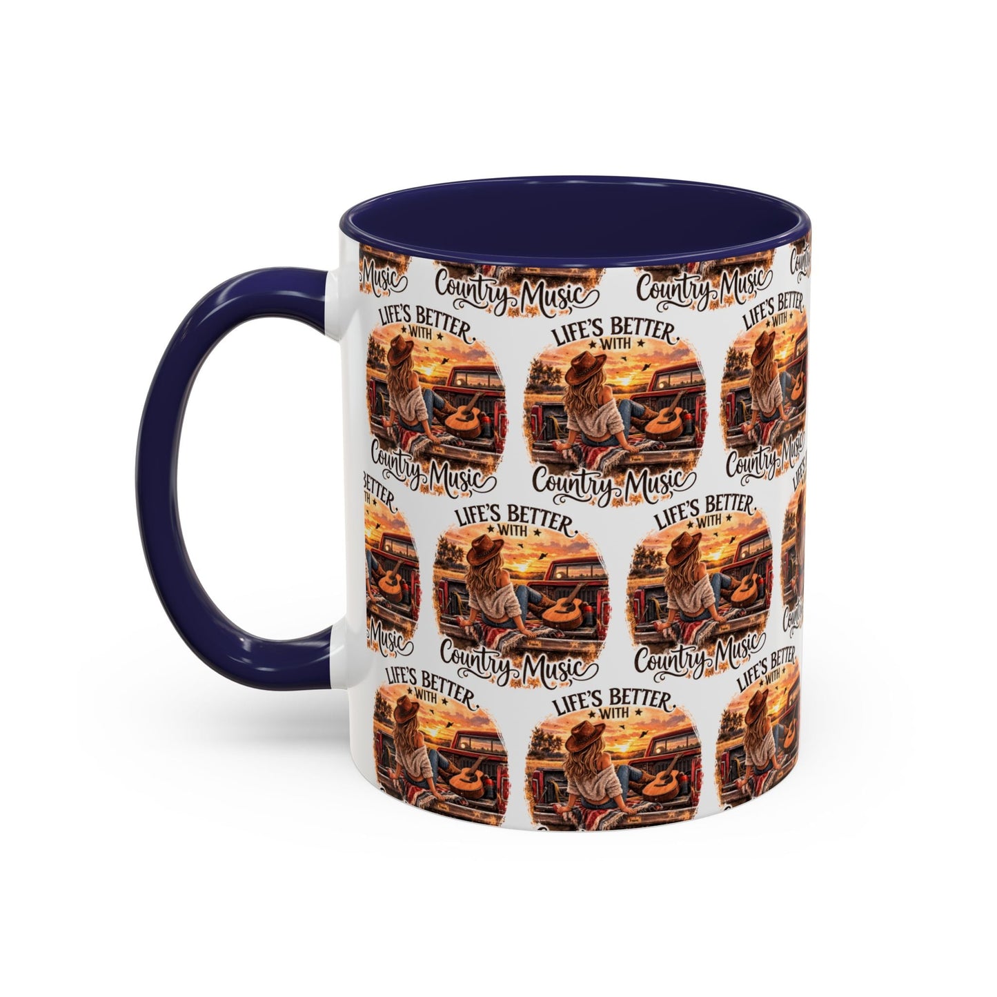 Country Music Coffee Mug Life's Better with Country Music Accent Mug (11oz) - SJM Print Store