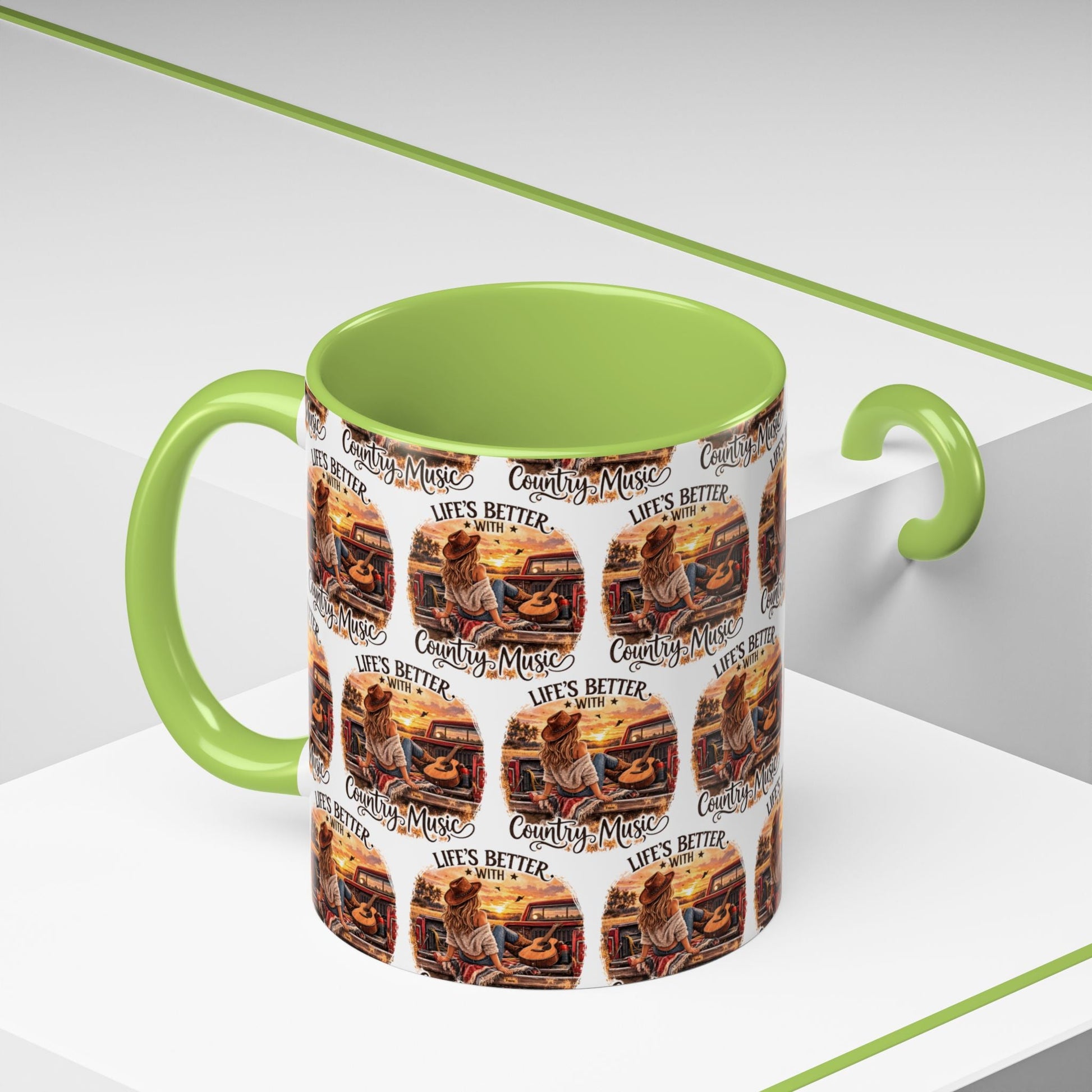 Country Music Coffee Mug Life's Better with Country Music Accent Mug (11oz) - SJM Print Store