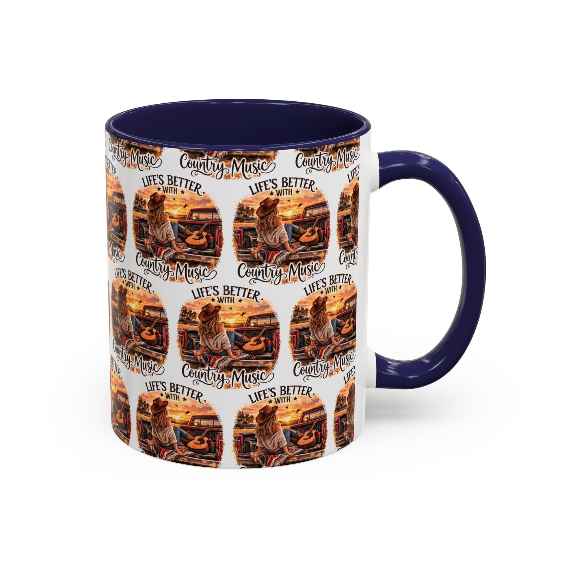 Country Music Coffee Mug Life's Better with Country Music Accent Mug (11oz) - SJM Print Store