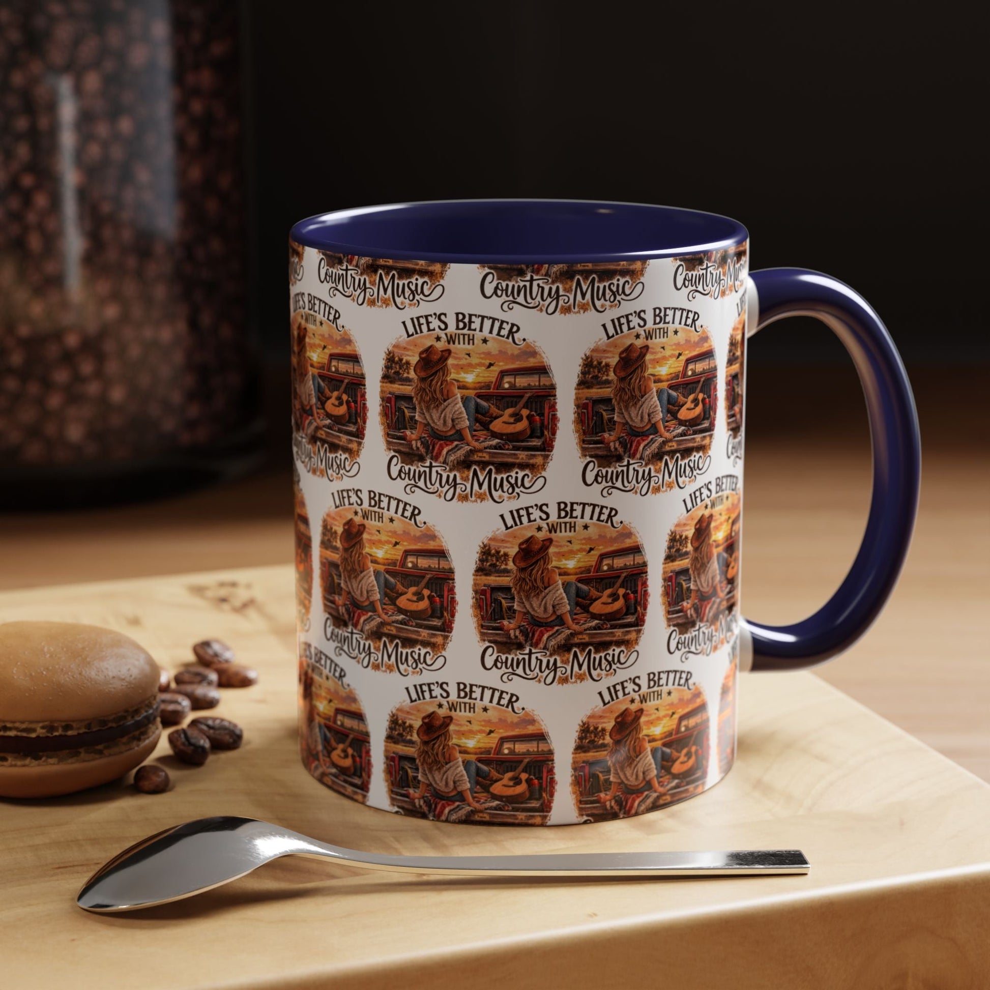 Country Music Coffee Mug Life's Better with Country Music Accent Mug (11oz) - SJM Print Store