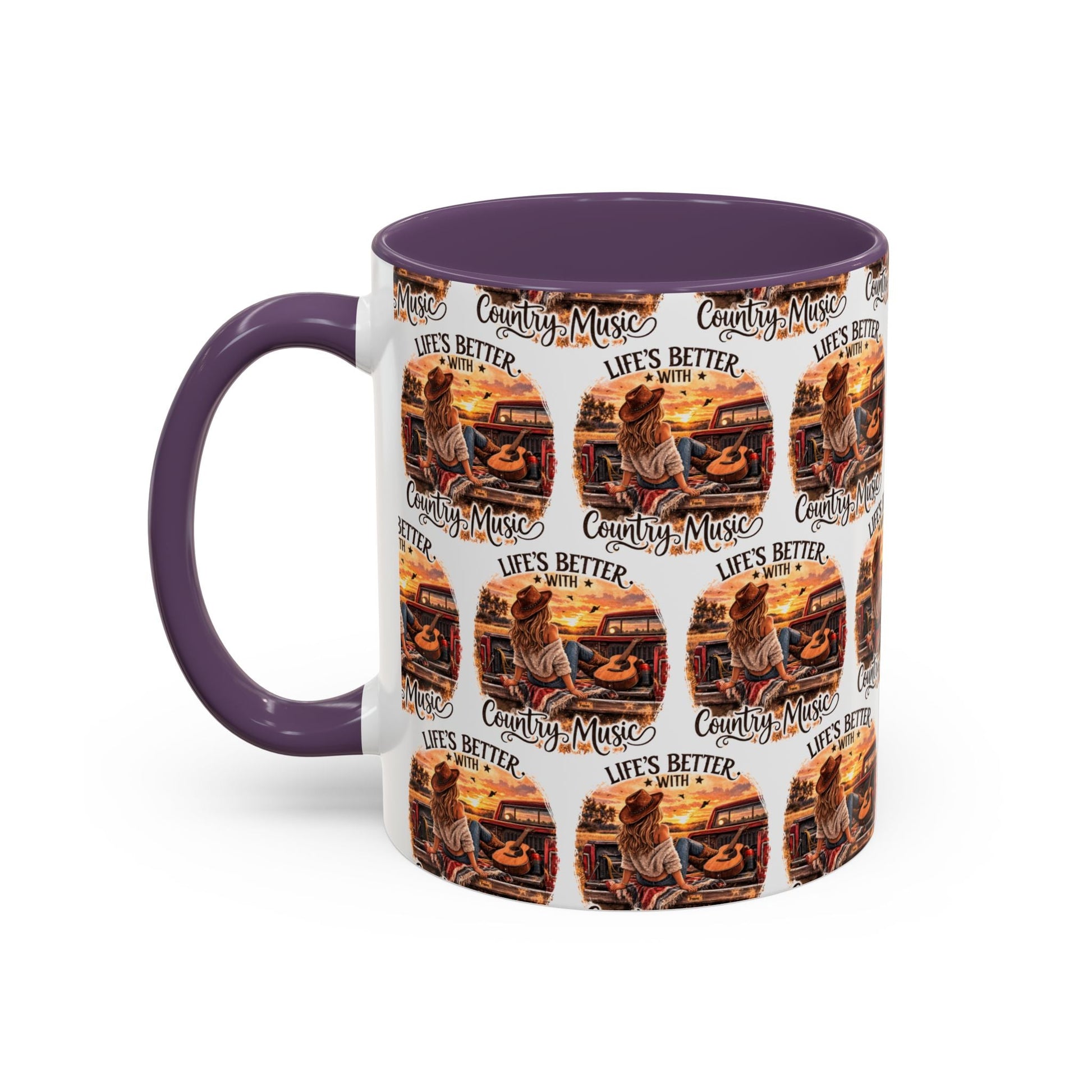 Country Music Coffee Mug Life's Better with Country Music Accent Mug (11oz) - SJM Print Store