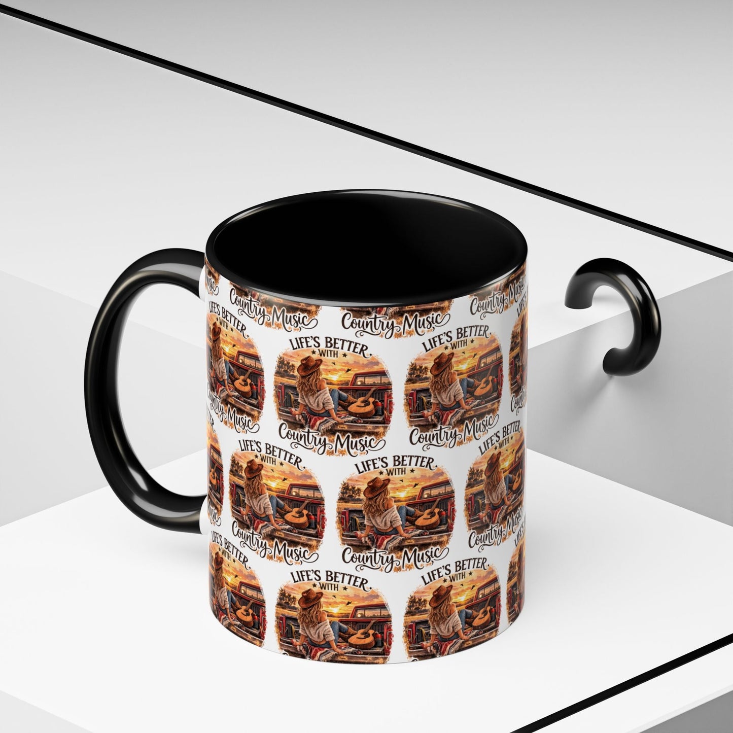 Country Music Coffee Mug Life's Better with Country Music Accent Mug (11oz) - SJM Print Store