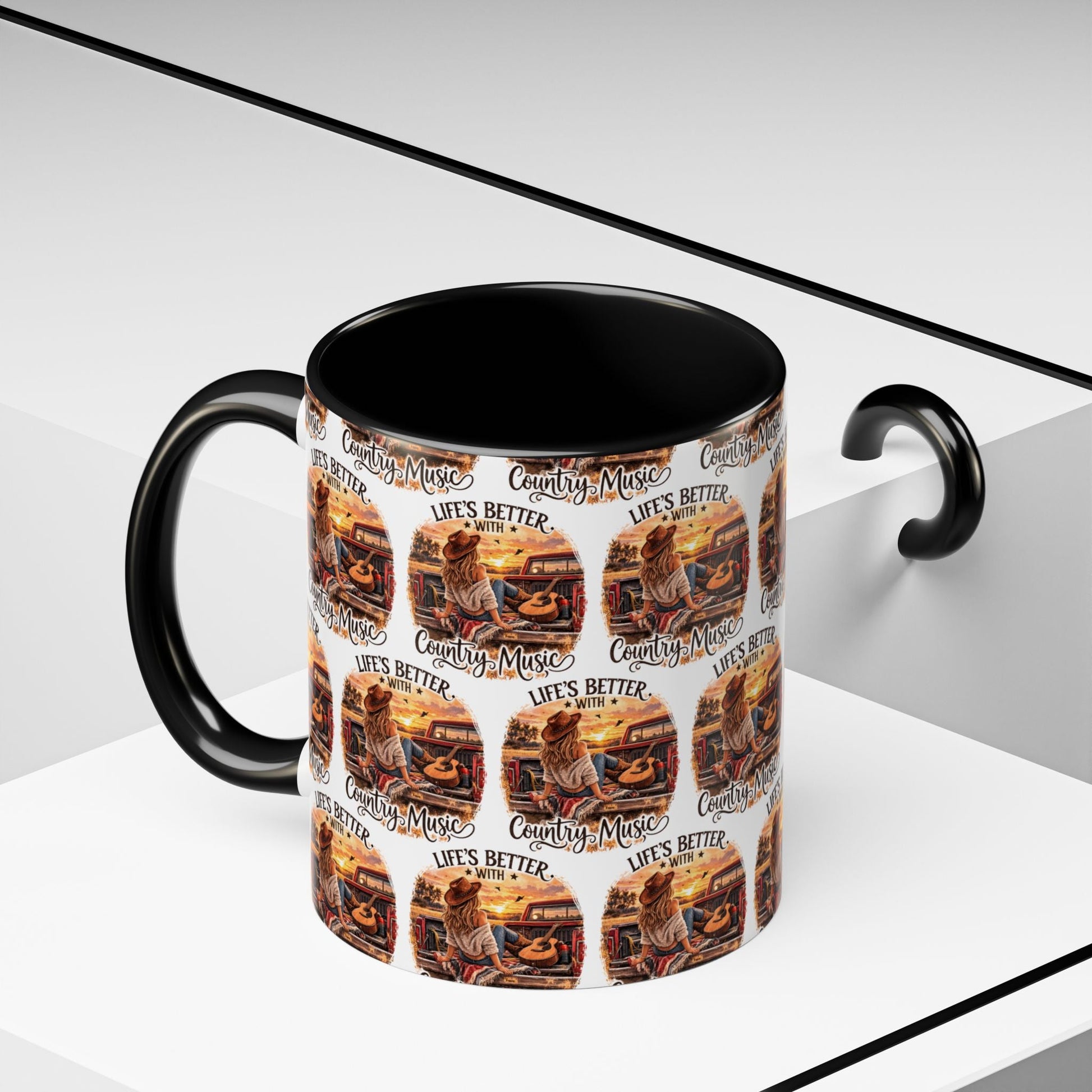 Country Music Coffee Mug Life's Better with Country Music Accent Mug (11oz) - SJM Print Store