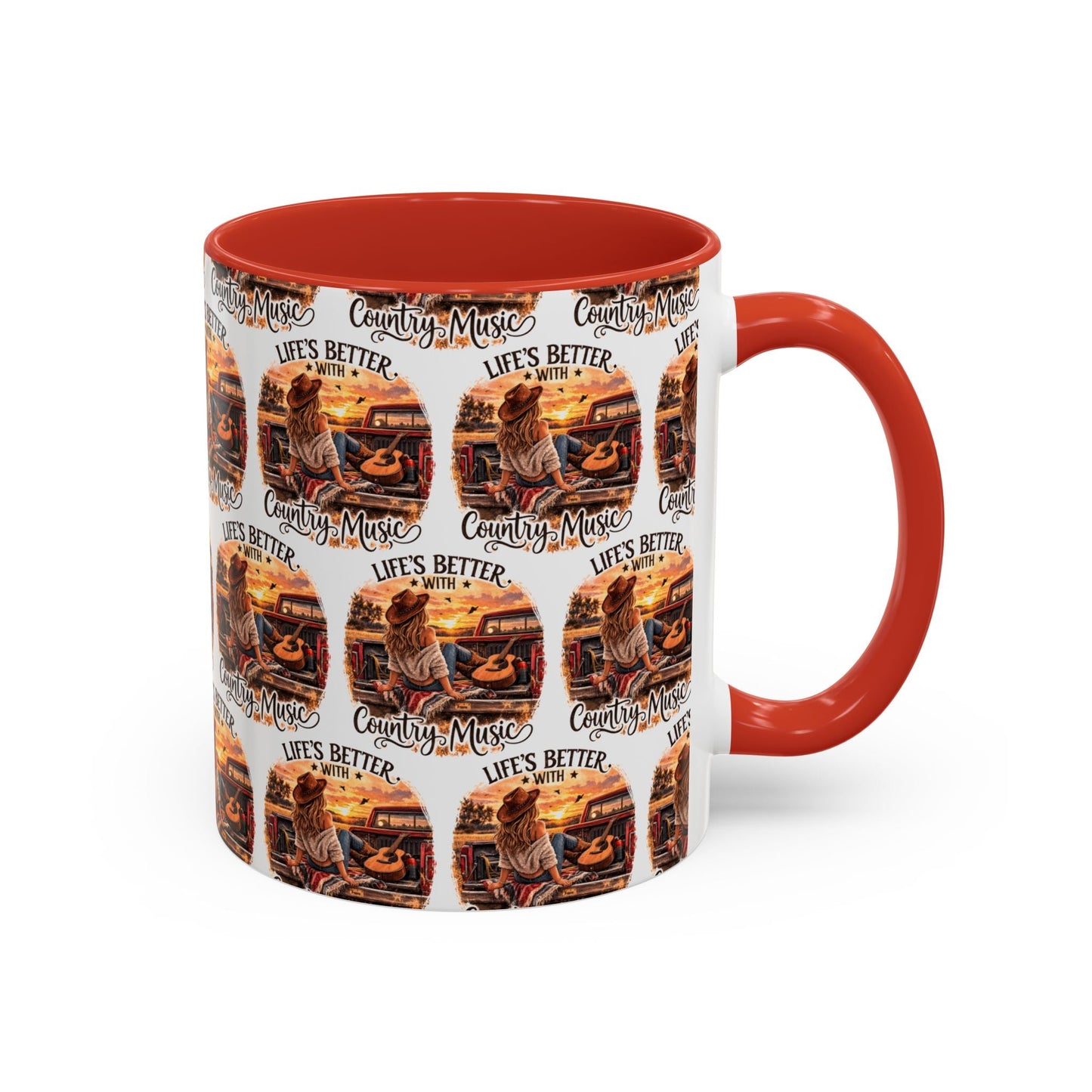 Country Music Coffee Mug Life's Better with Country Music Accent Mug (11oz) - SJM Print Store