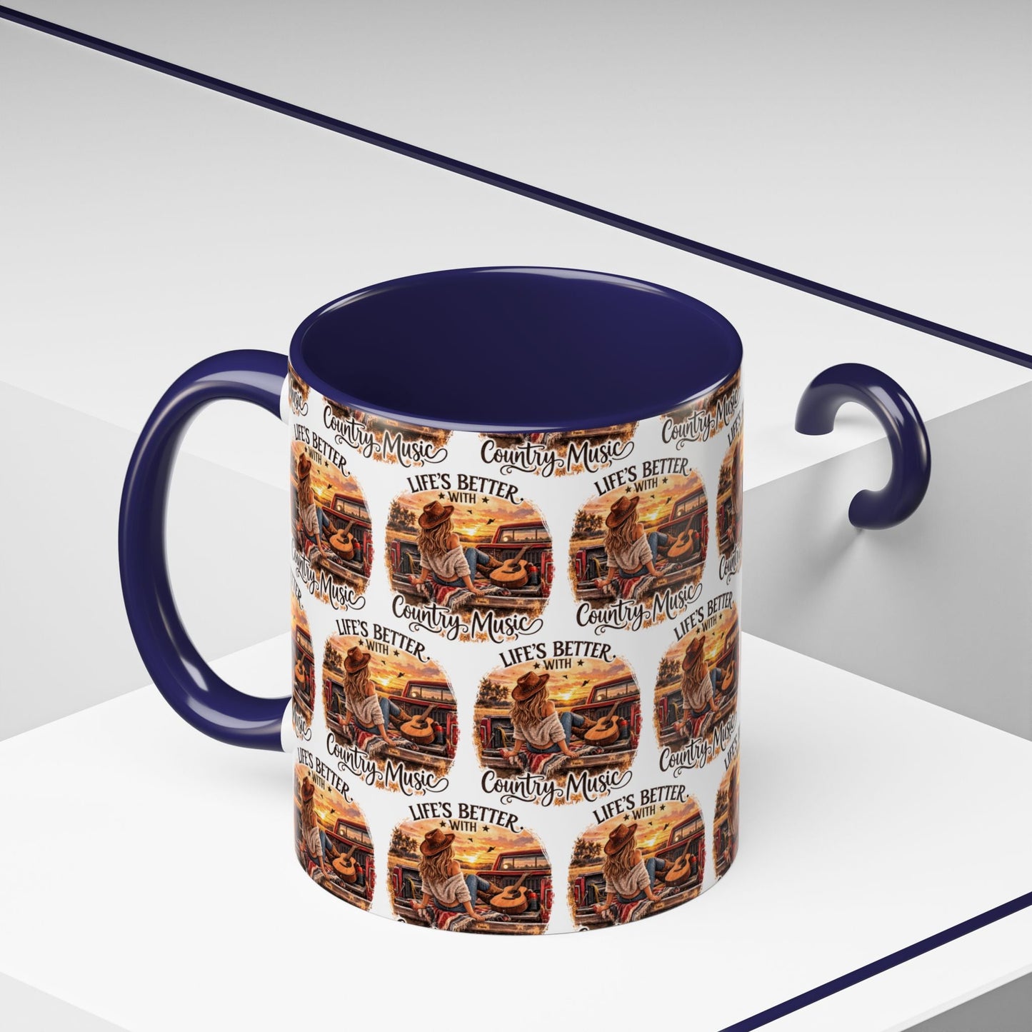 Country Music Coffee Mug Life's Better with Country Music Accent Mug (11oz) - SJM Print Store