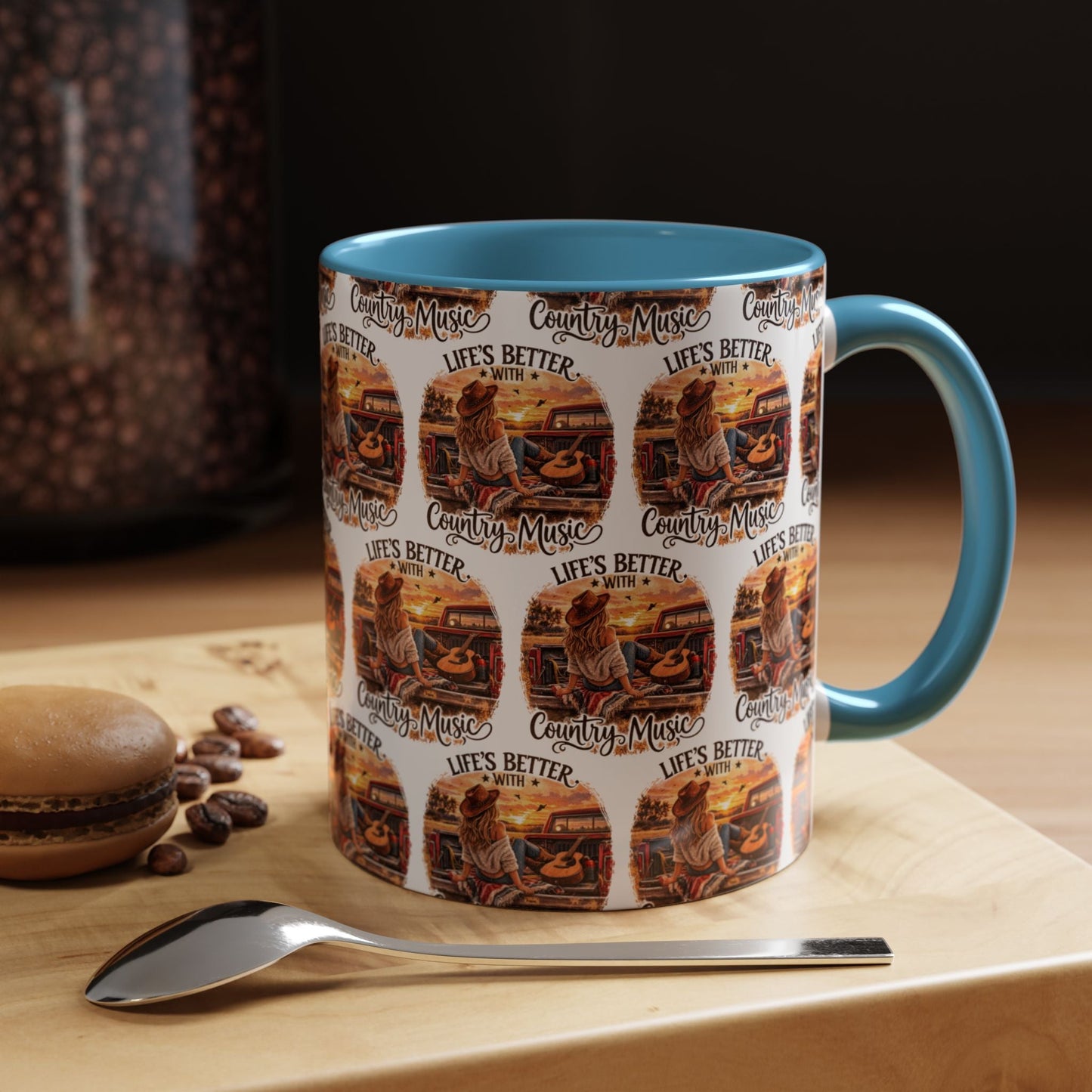Country Music Coffee Mug Life's Better with Country Music Accent Mug (11oz) - SJM Print Store