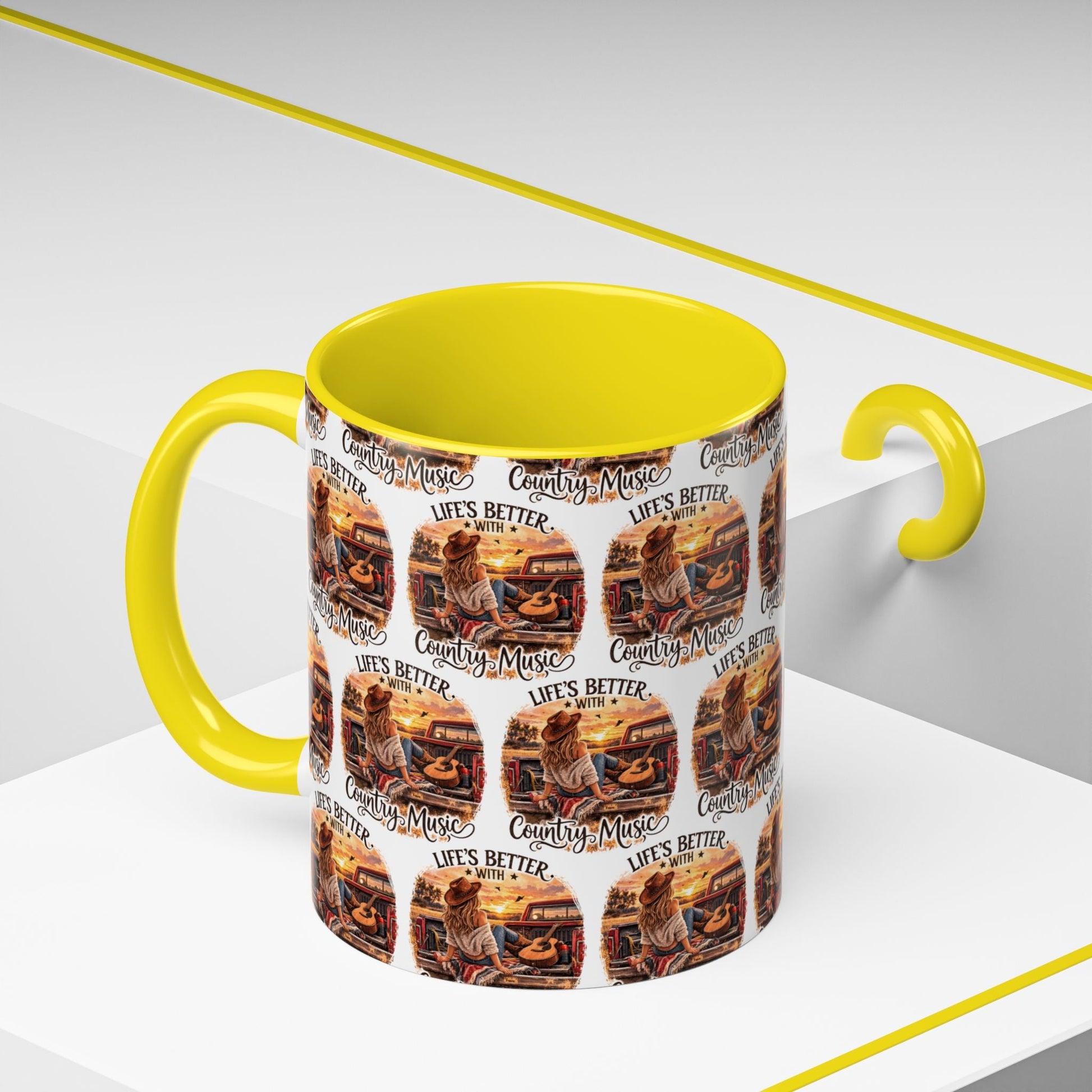 Country Music Coffee Mug Life's Better with Country Music Accent Mug (11oz) - SJM Print Store