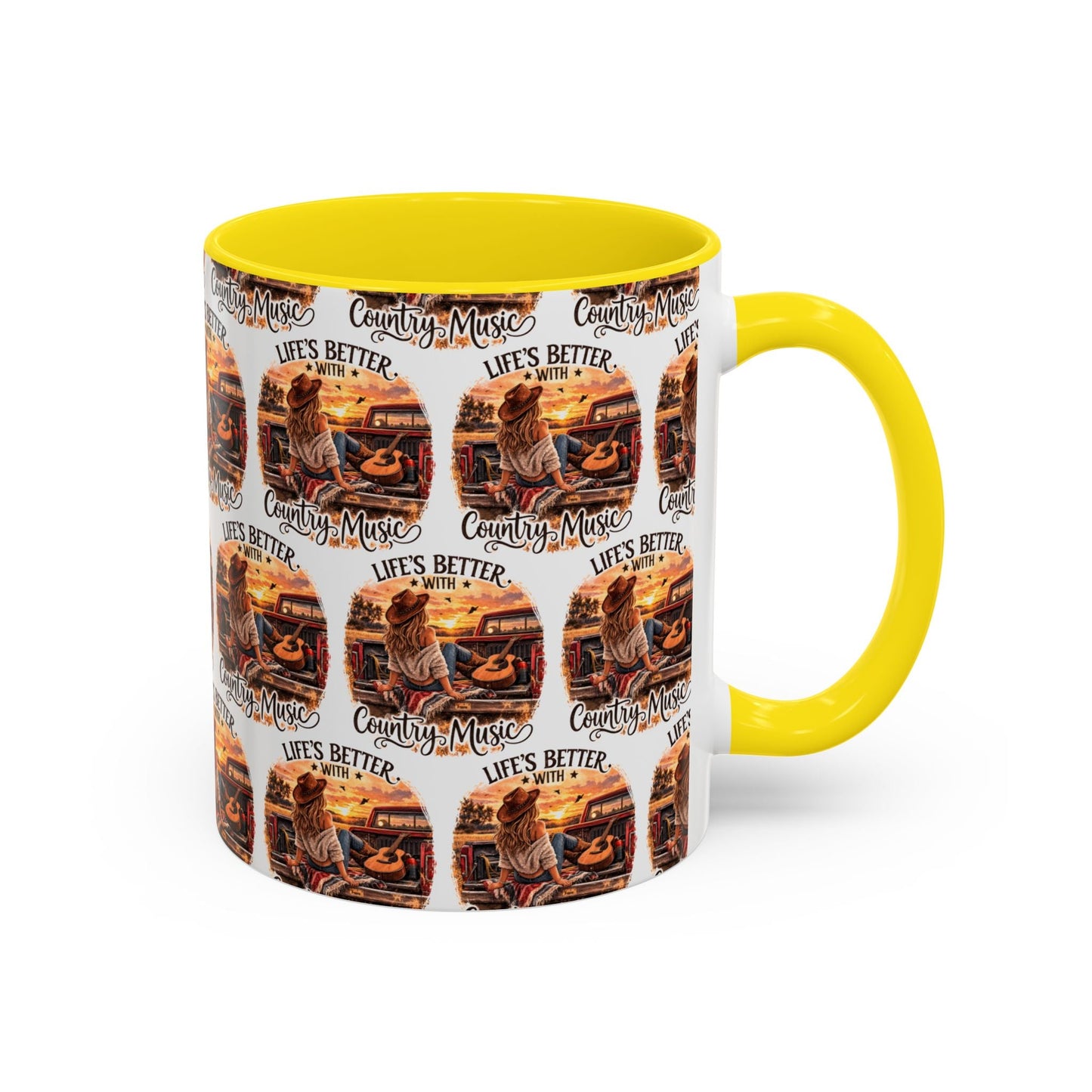 Country Music Coffee Mug Life's Better with Country Music Accent Mug (11oz) - SJM Print Store