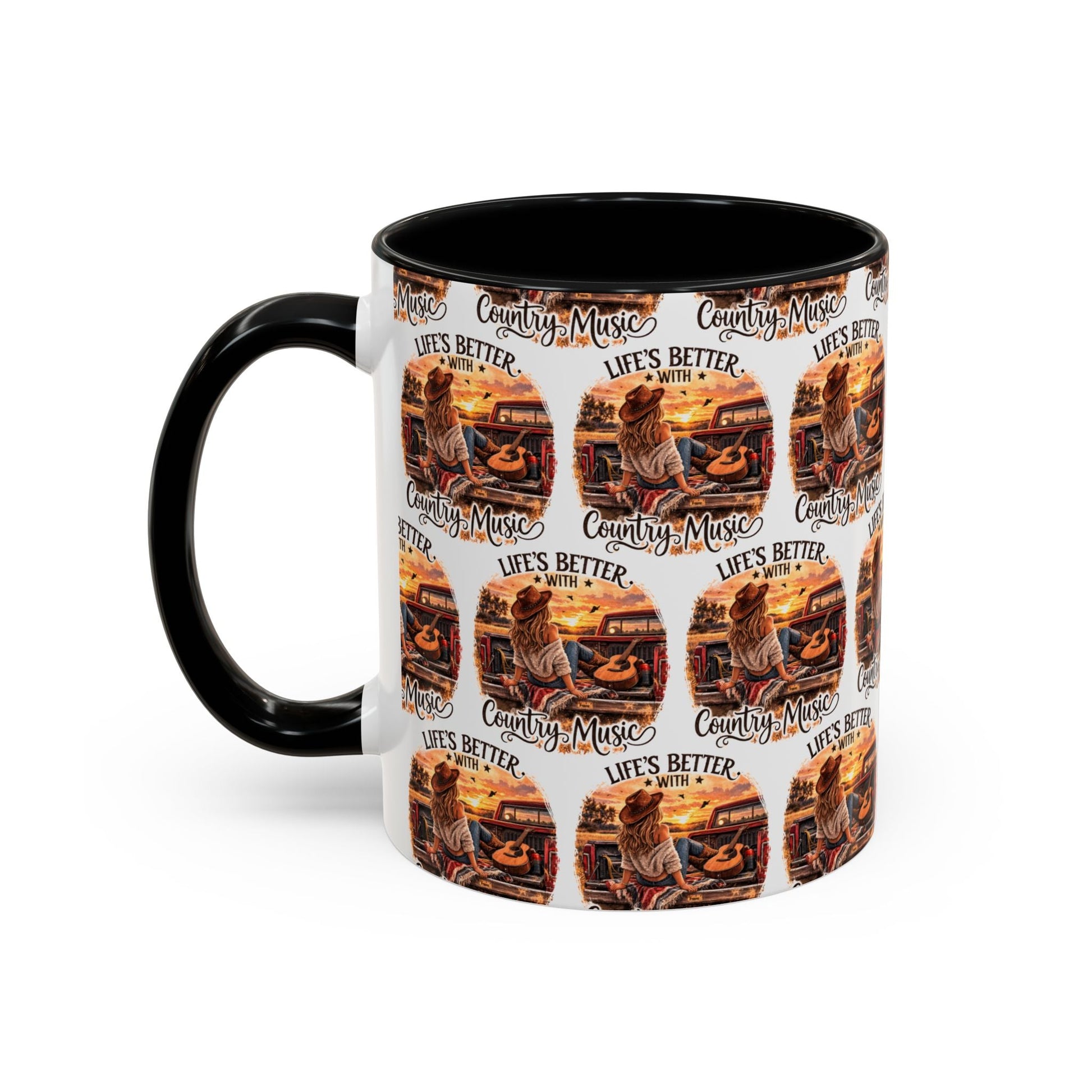 Country Music Coffee Mug Life's Better with Country Music Accent Mug (11oz) - SJM Print Store