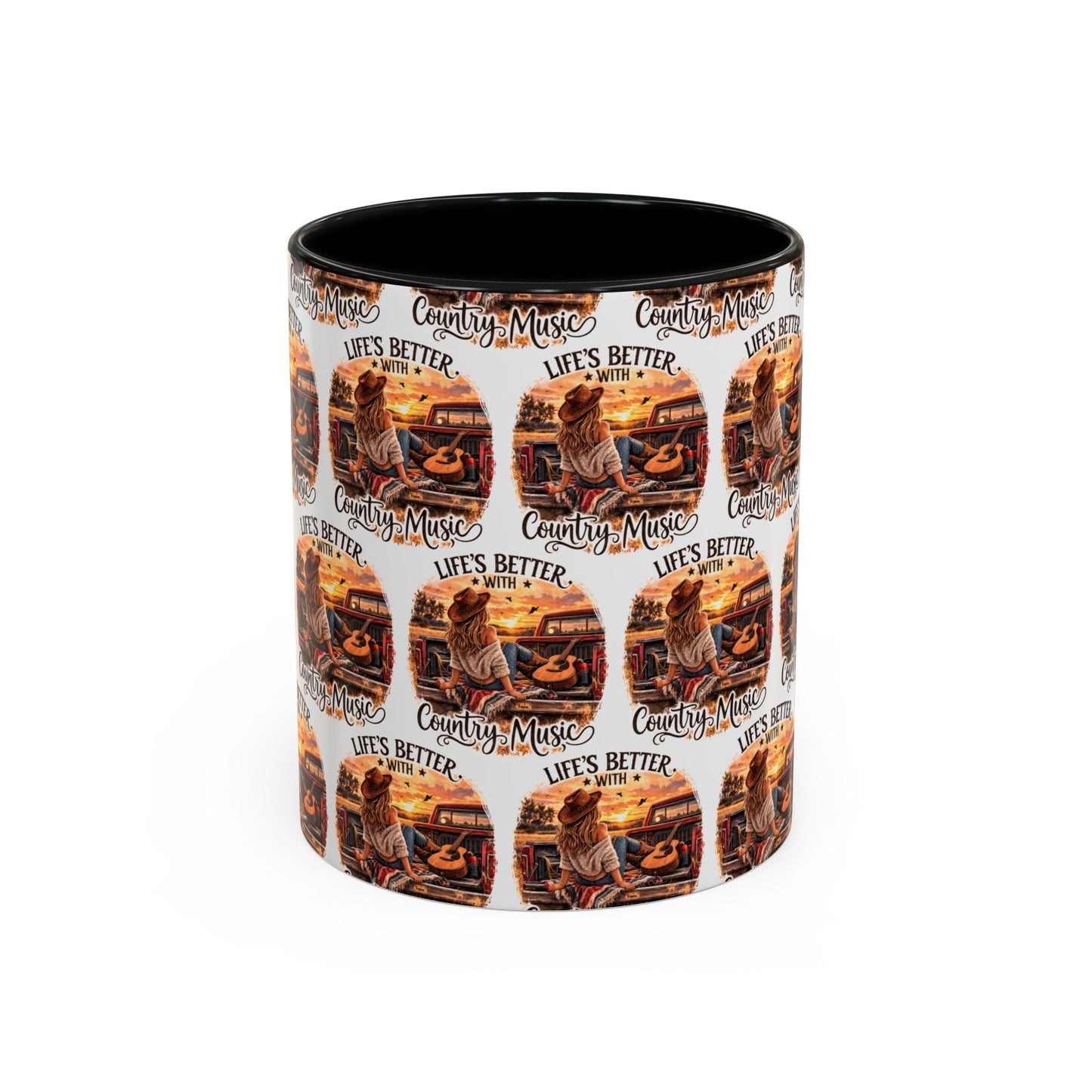 Country Music Coffee Mug Life's Better with Country Music Accent Mug (11oz) - SJM Print Store