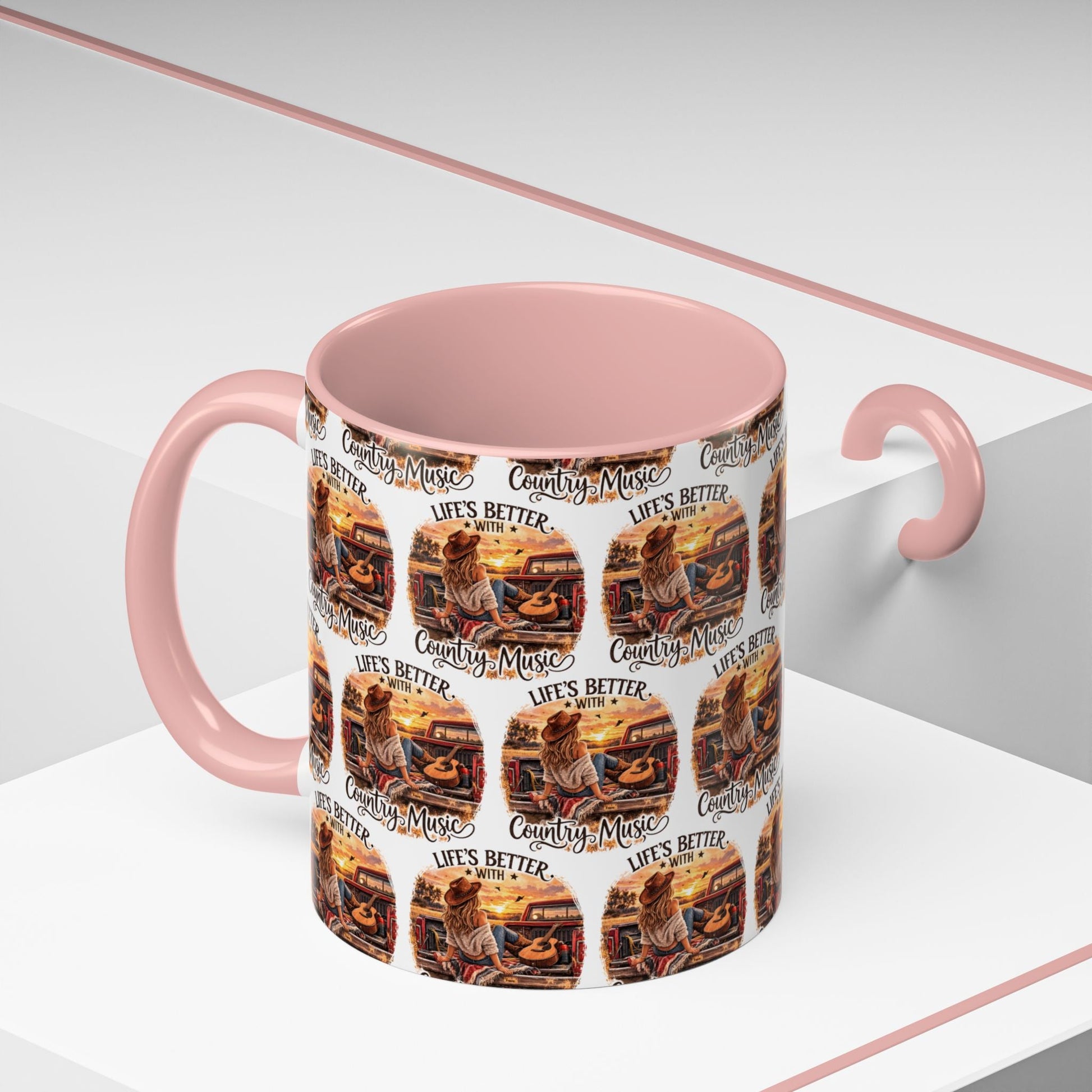 Country Music Coffee Mug Life's Better with Country Music Accent Mug (11oz) - SJM Print Store