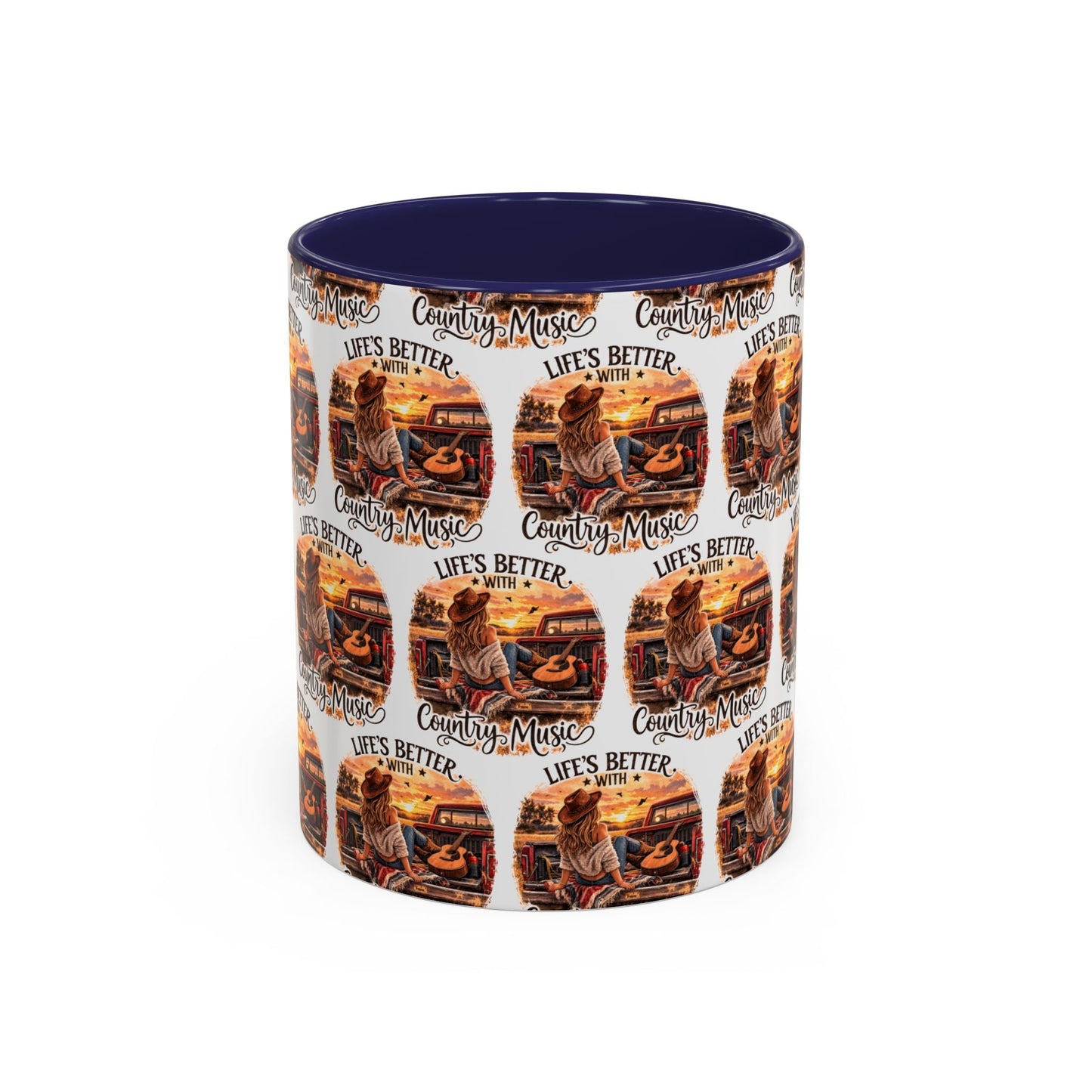Country Music Coffee Mug Life's Better with Country Music Accent Mug (11oz) - SJM Print Store