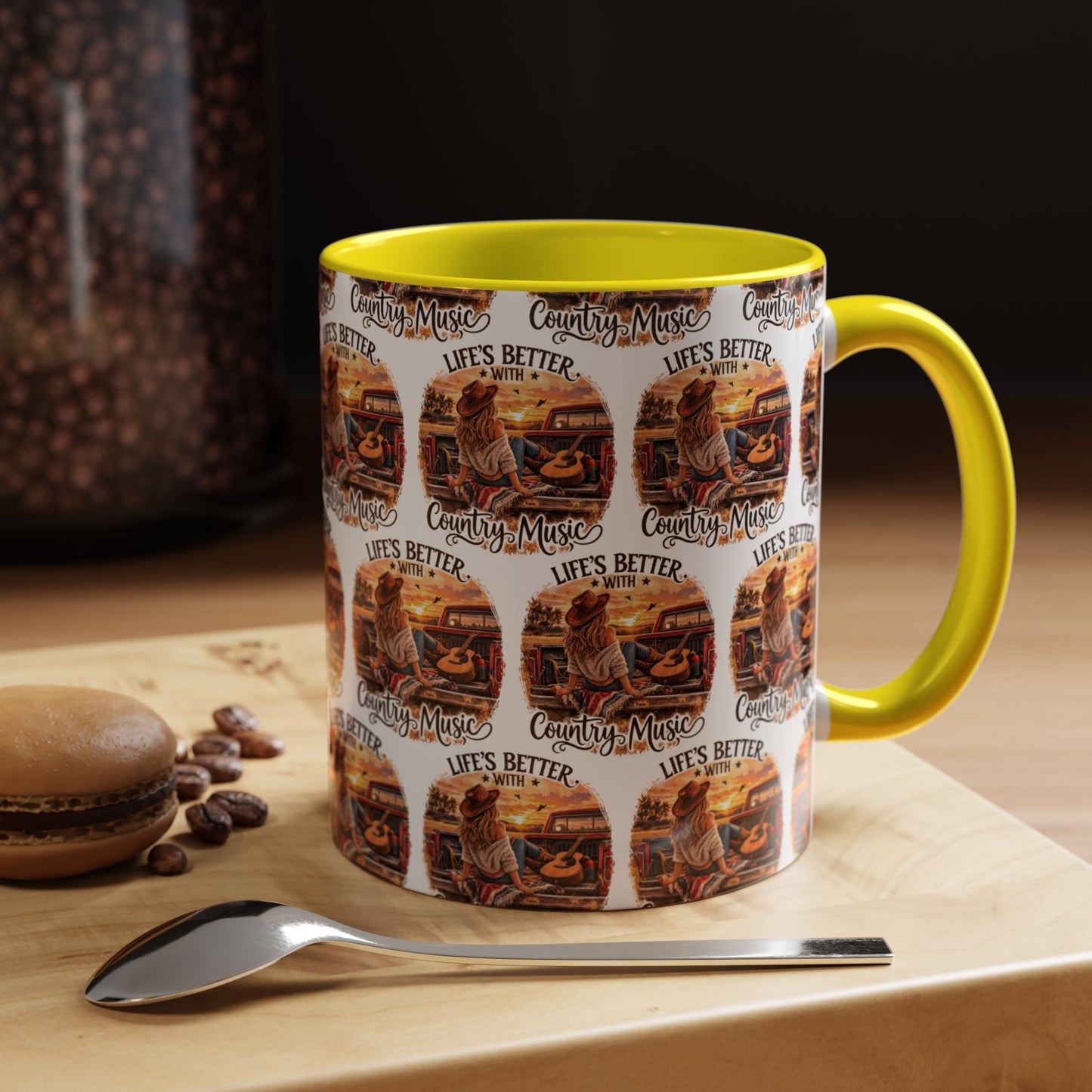 Country Music Coffee Mug Life's Better with Country Music Accent Mug (11oz) - SJM Print Store