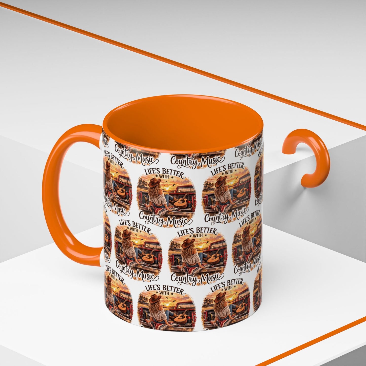Country Music Coffee Mug Life's Better with Country Music Accent Mug (11oz) - SJM Print Store