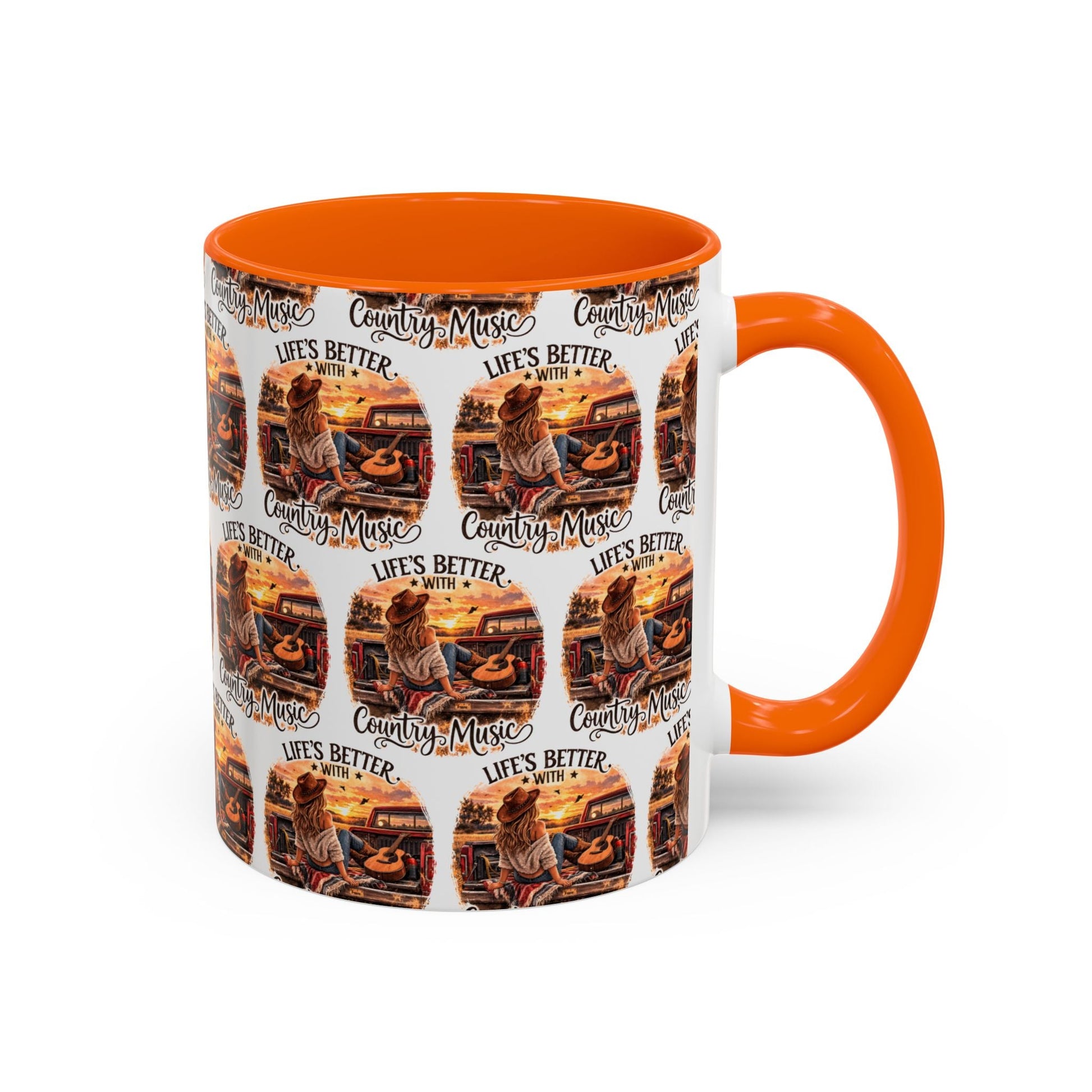 Country Music Coffee Mug Life's Better with Country Music Accent Mug (11oz) - SJM Print Store