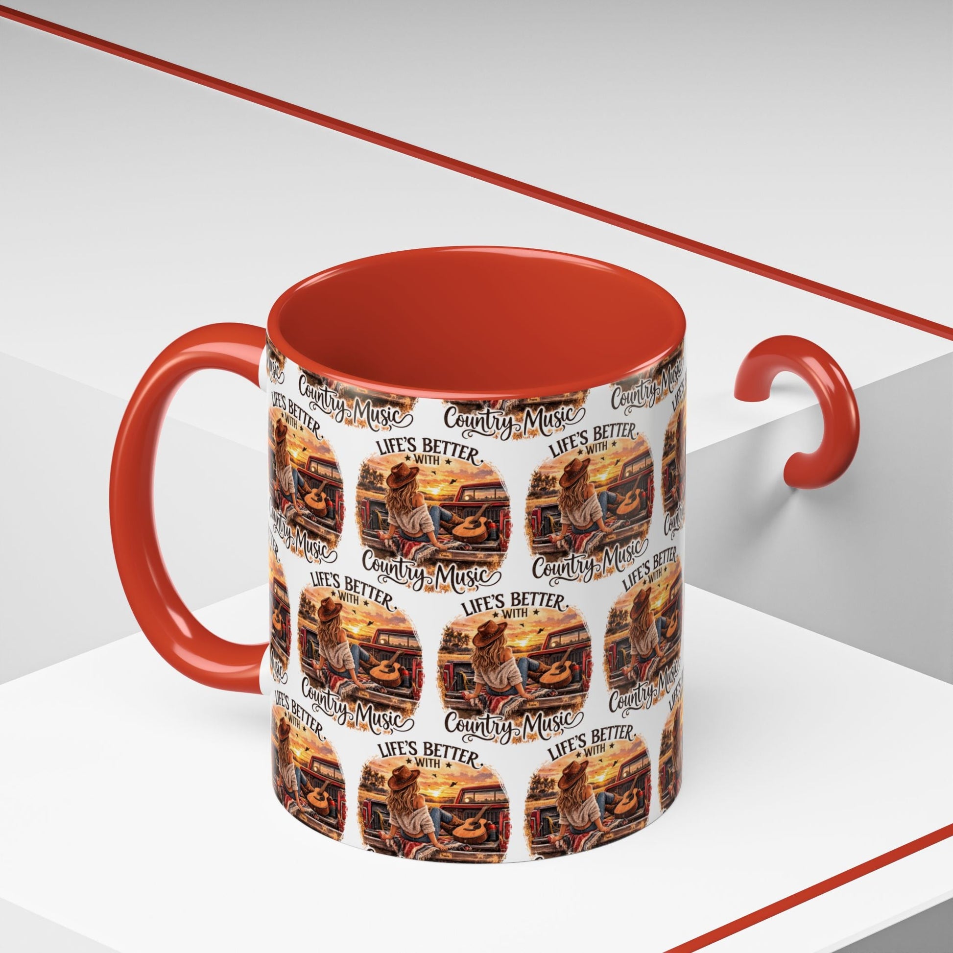 Country Music Coffee Mug Life's Better with Country Music Accent Mug (11oz) - SJM Print Store