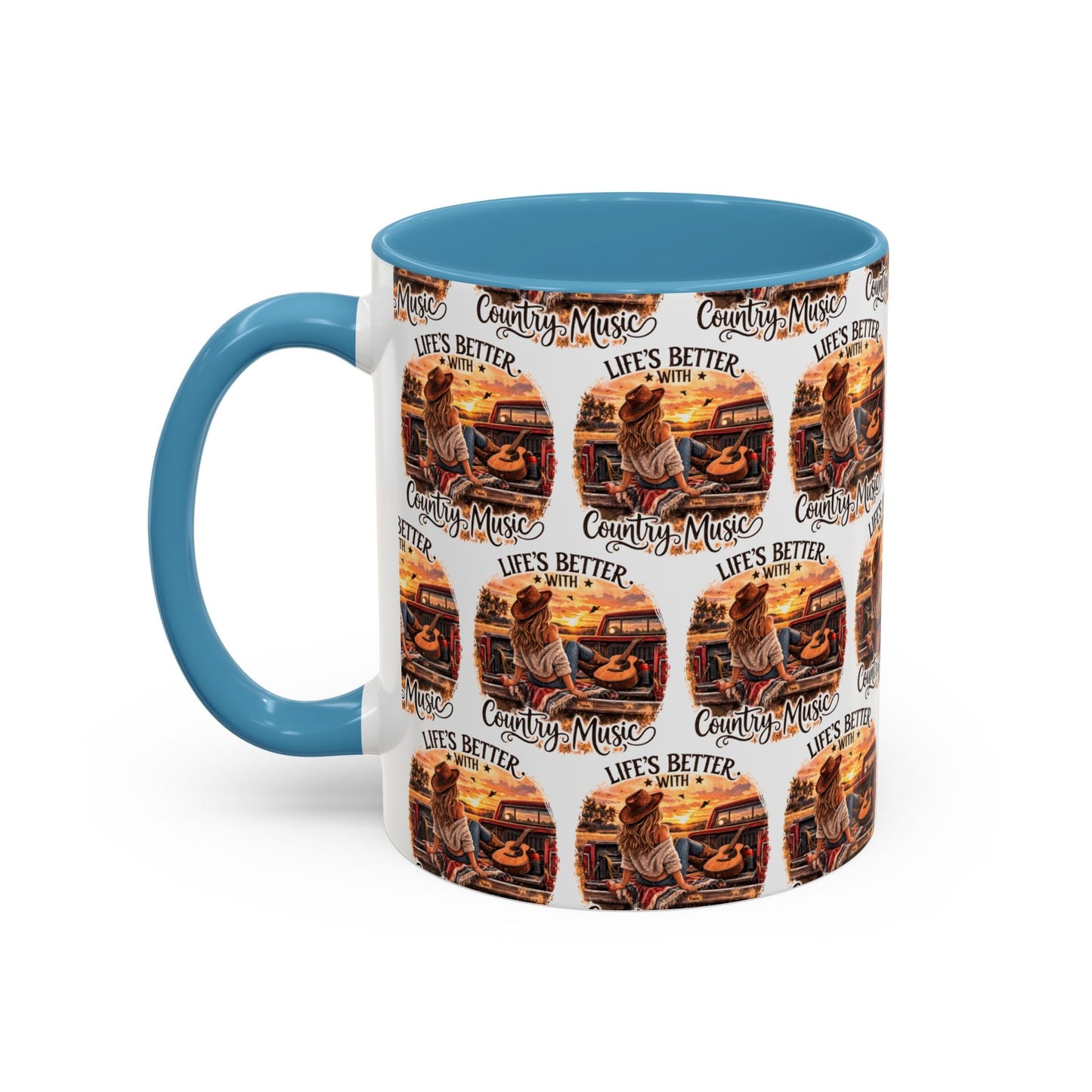 Country Music Coffee Mug Life's Better with Country Music Accent Mug (11oz) - SJM Print Store