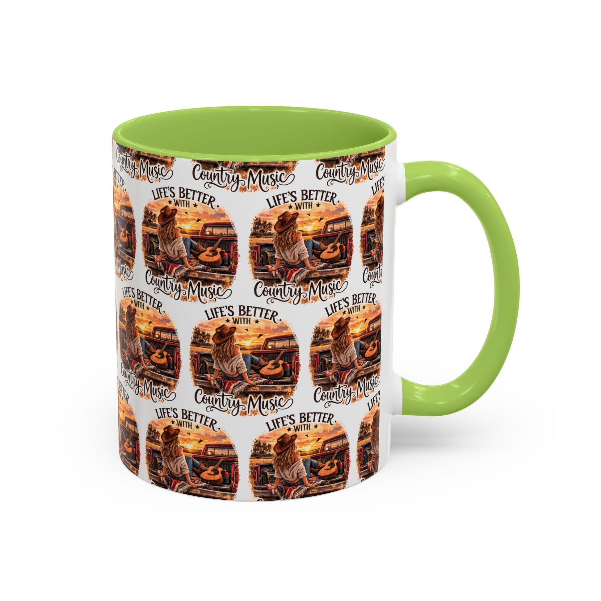 Country Music Coffee Mug Life's Better with Country Music Accent Mug (11oz) - SJM Print Store