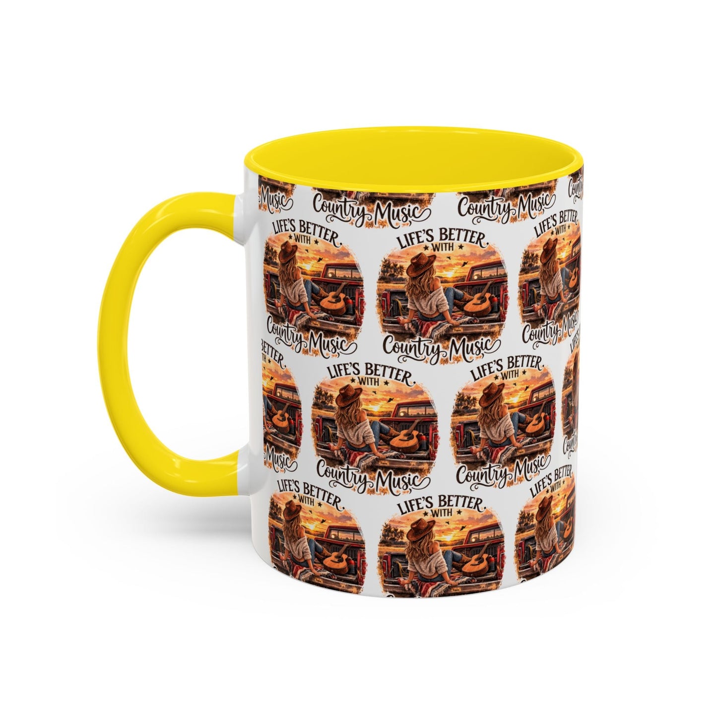 Country Music Coffee Mug Life's Better with Country Music Accent Mug (11oz) - SJM Print Store