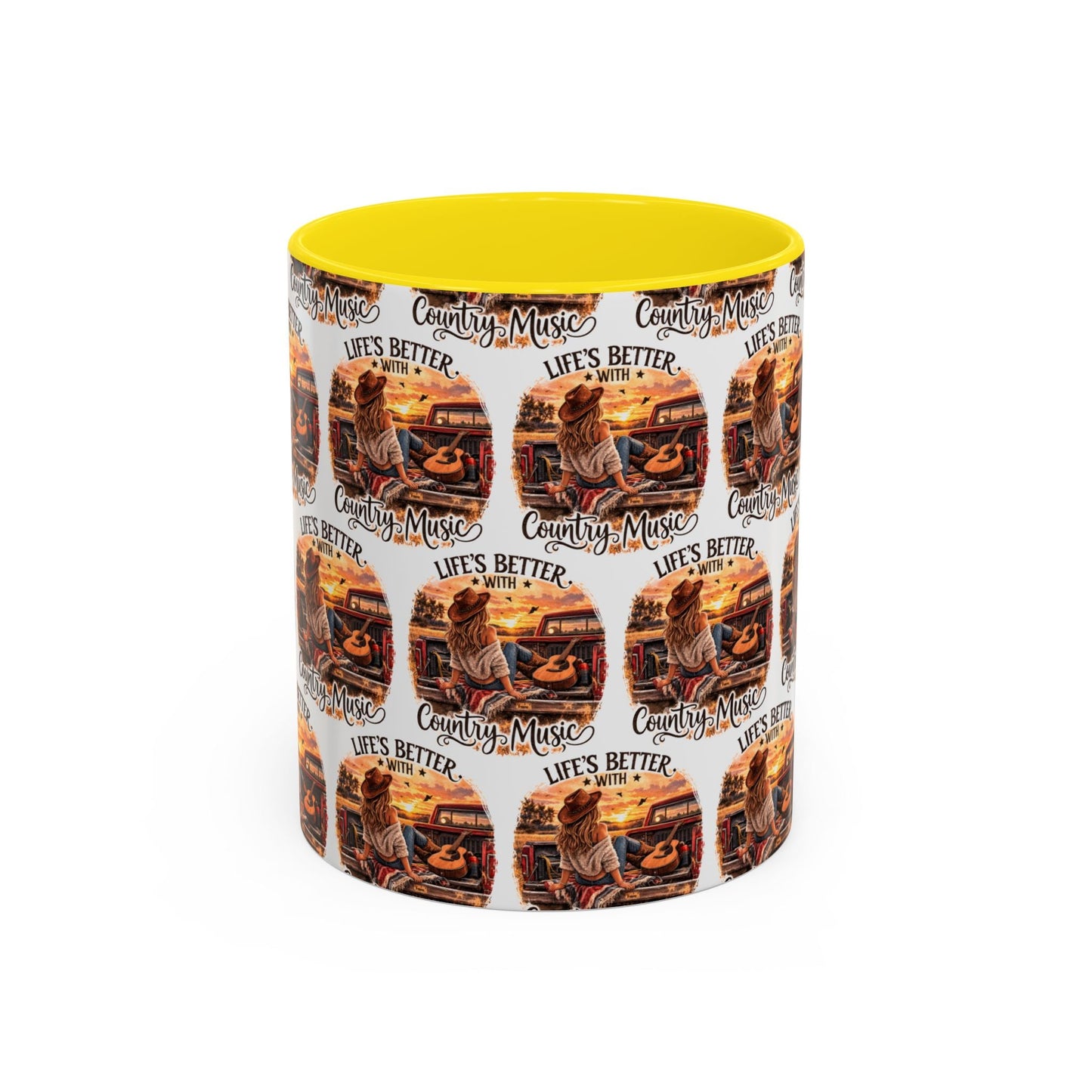 Country Music Coffee Mug Life's Better with Country Music Accent Mug (11oz) - SJM Print Store