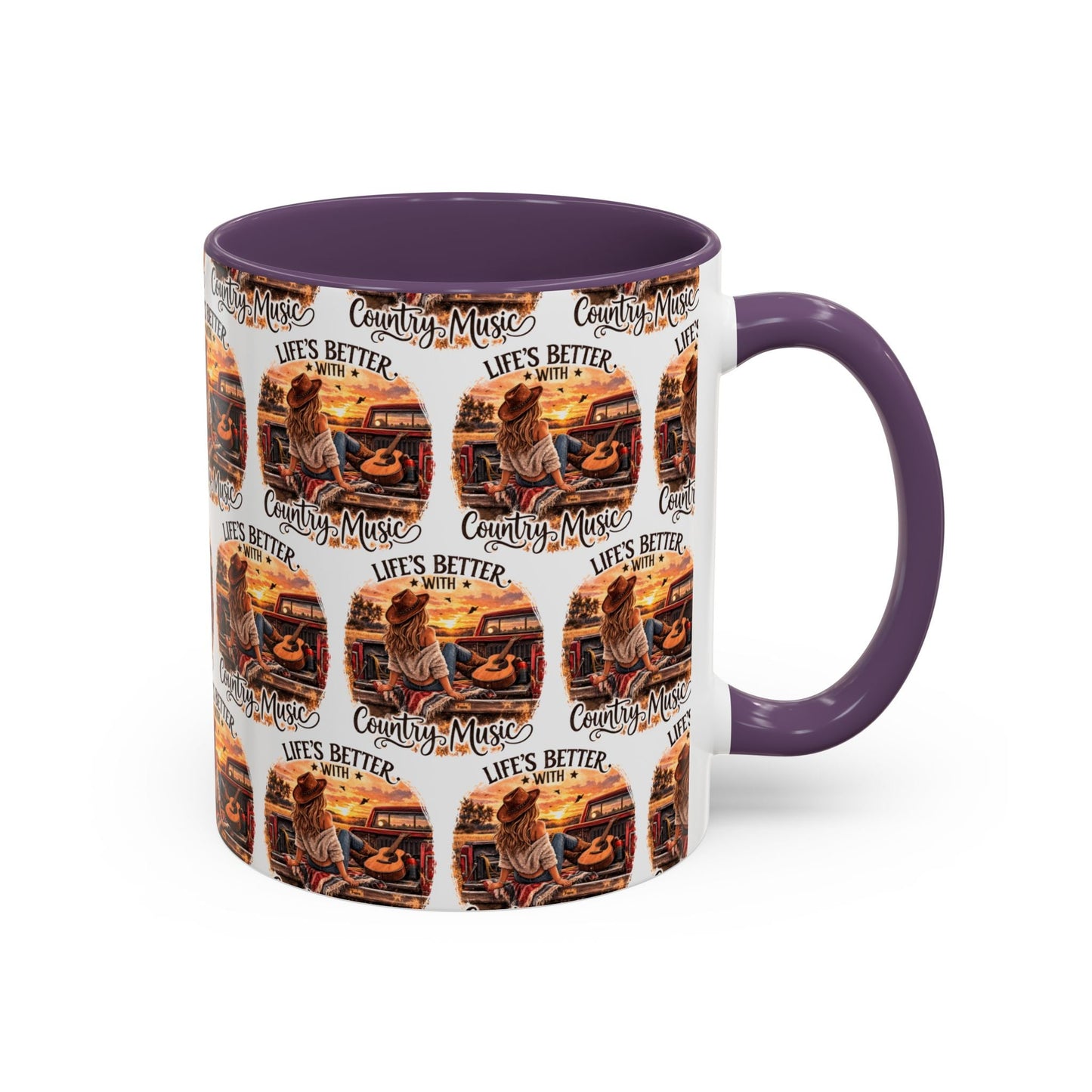 Country Music Coffee Mug Life's Better with Country Music Accent Mug (11oz) - SJM Print Store