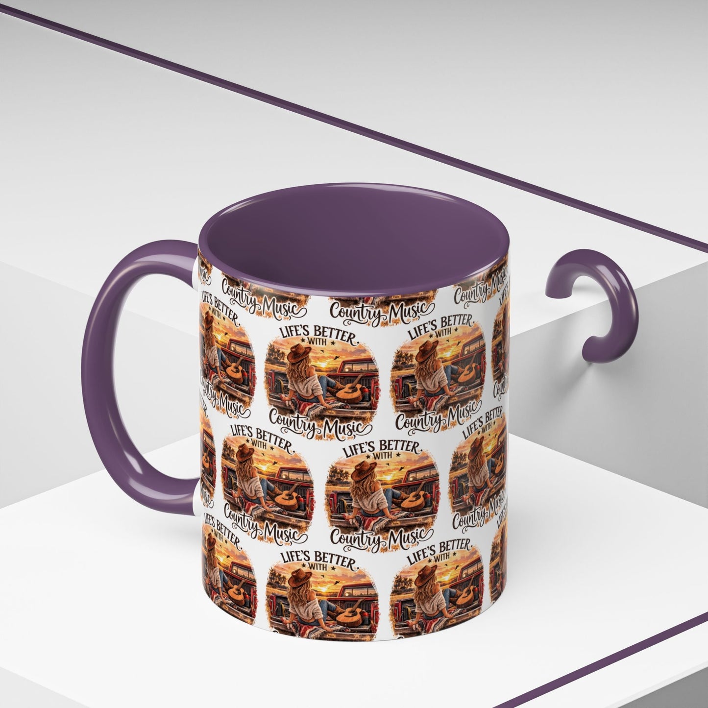 Country Music Coffee Mug Life's Better with Country Music Accent Mug (11oz) - SJM Print Store