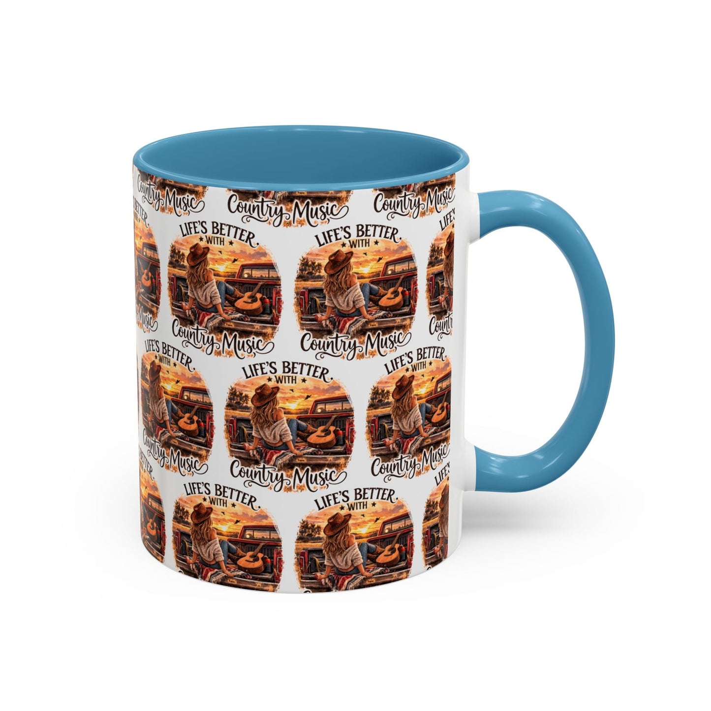 Country Music Coffee Mug Life's Better with Country Music Accent Mug (11oz) - SJM Print Store
