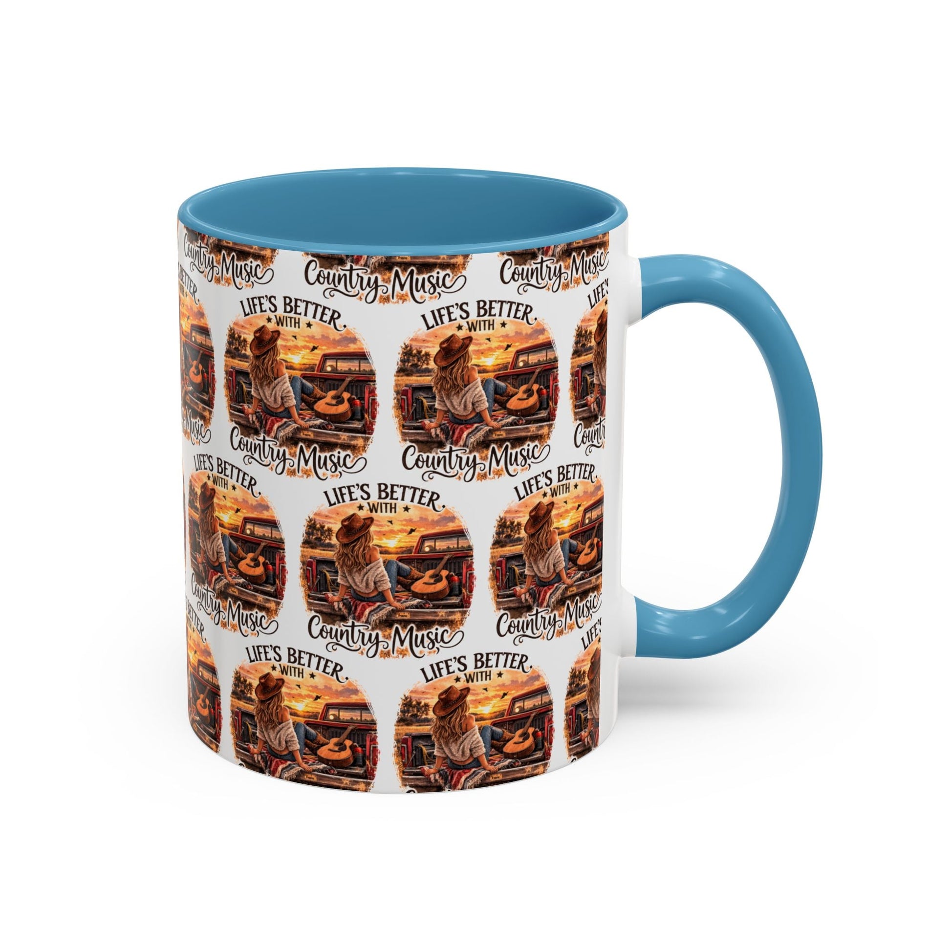Country Music Coffee Mug Life's Better with Country Music Accent Mug (11oz) - SJM Print Store