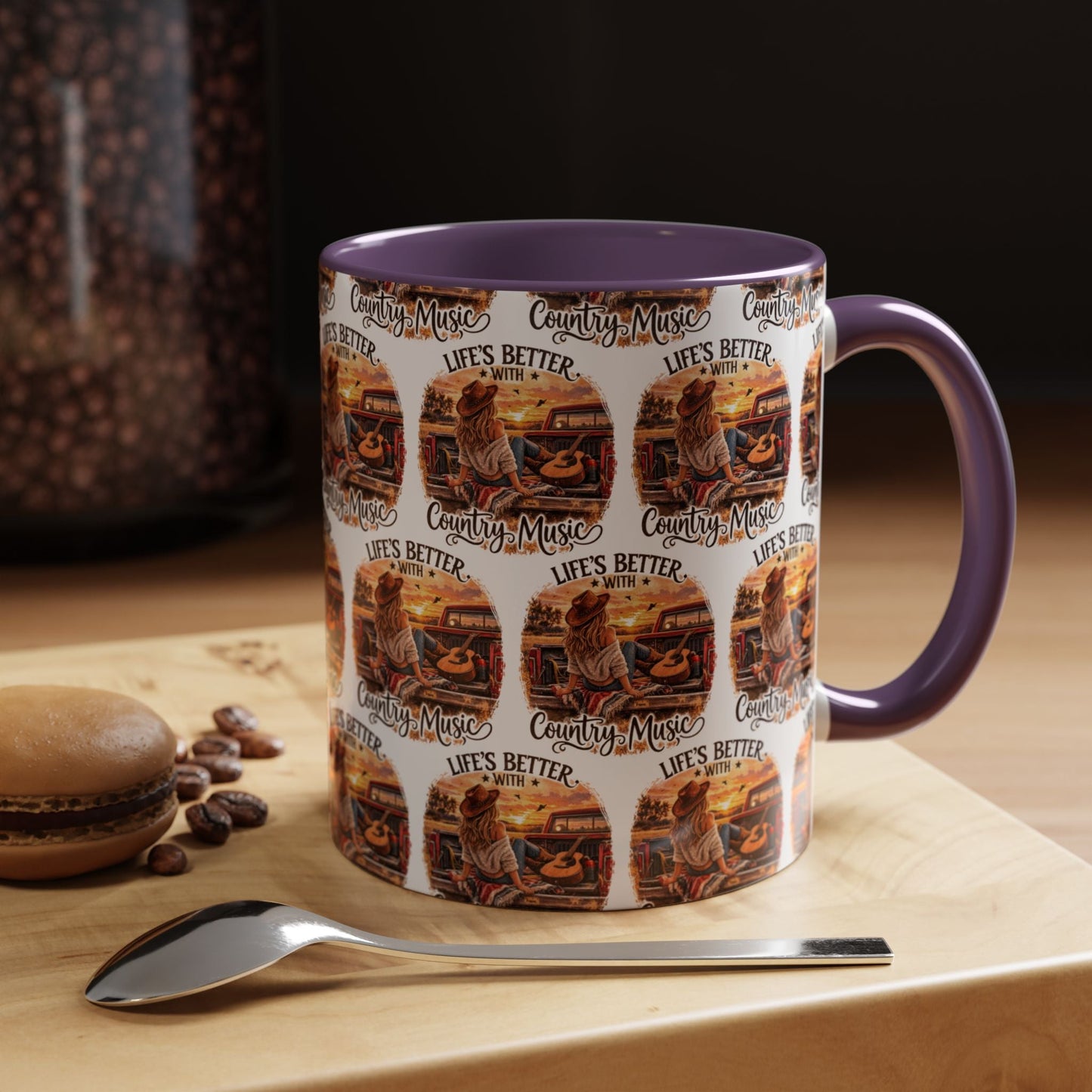 Country Music Coffee Mug Life's Better with Country Music Accent Mug (11oz) - SJM Print Store