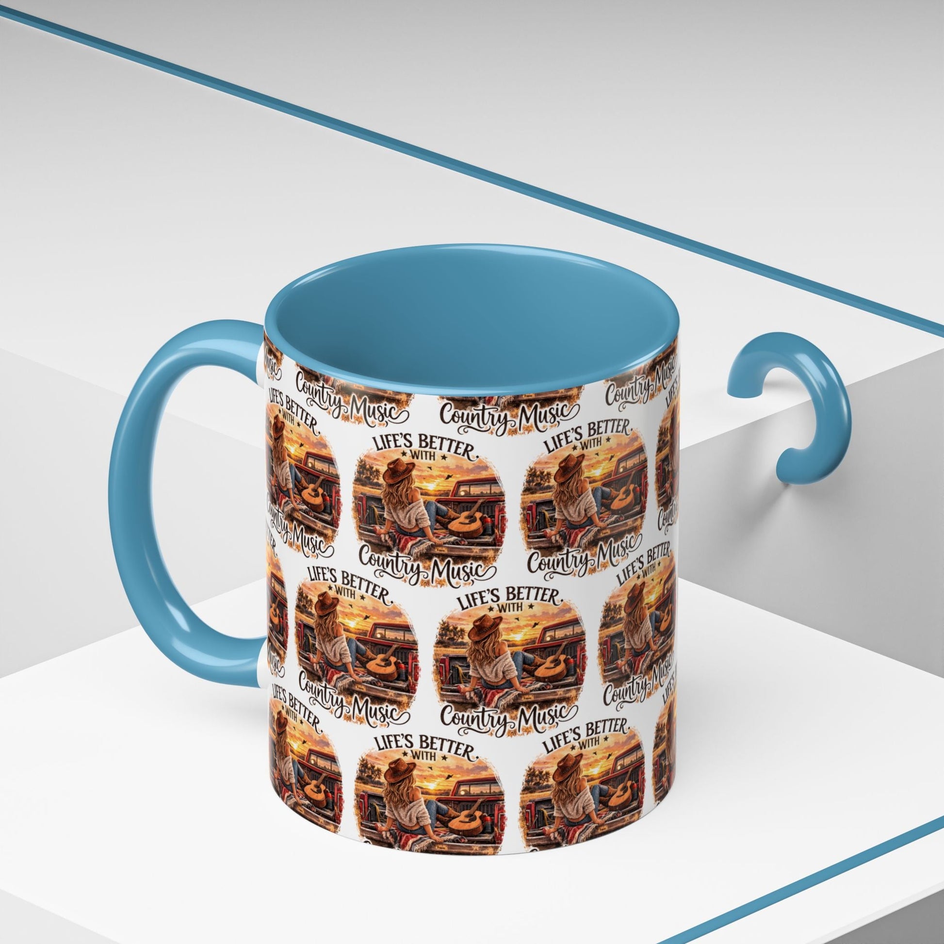 Country Music Coffee Mug Life's Better with Country Music Accent Mug (11oz) - SJM Print Store