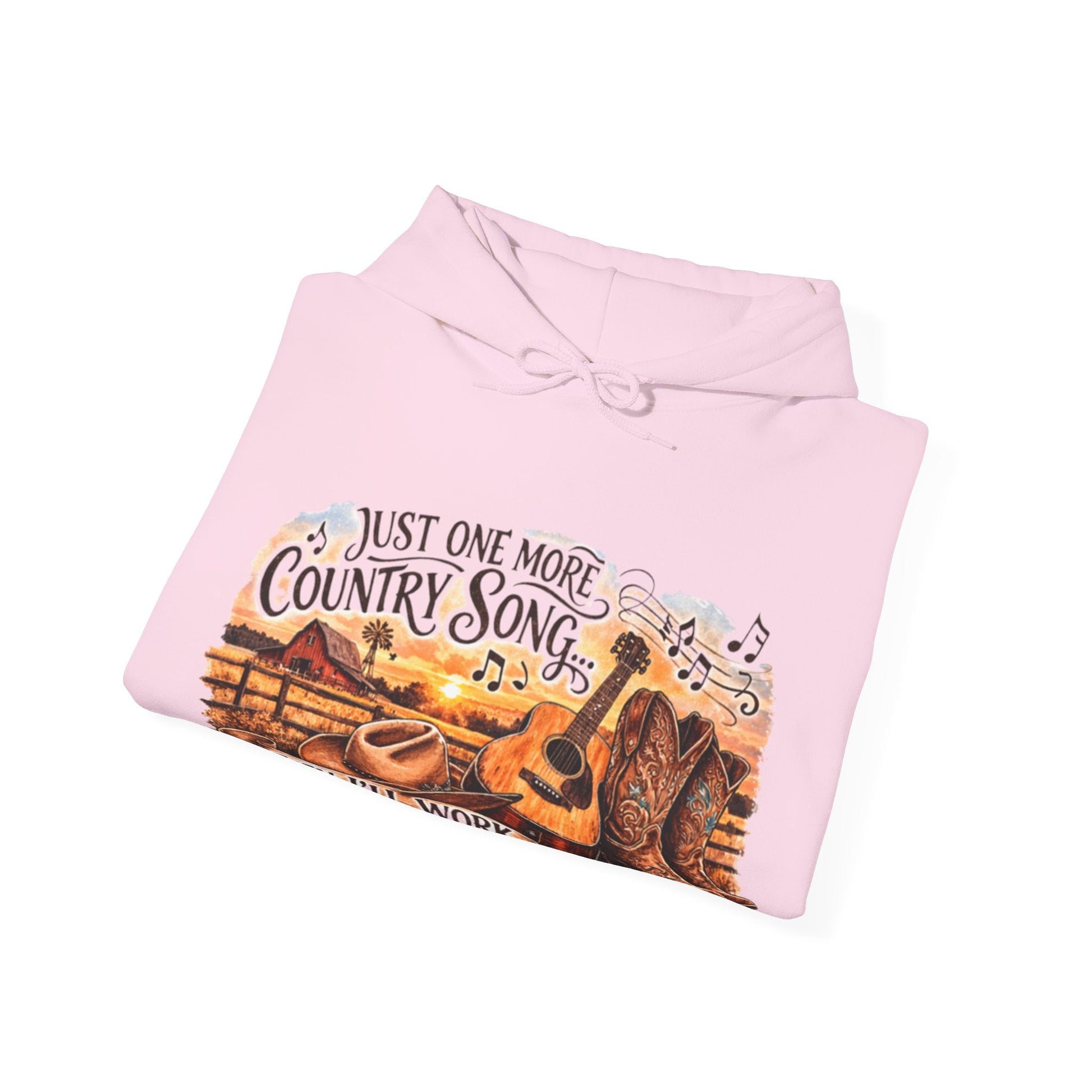 Country Music Hoodie Just One More Country Song Rustic Guitar and Boots Unisex Sweatshirt - SJM Print Store