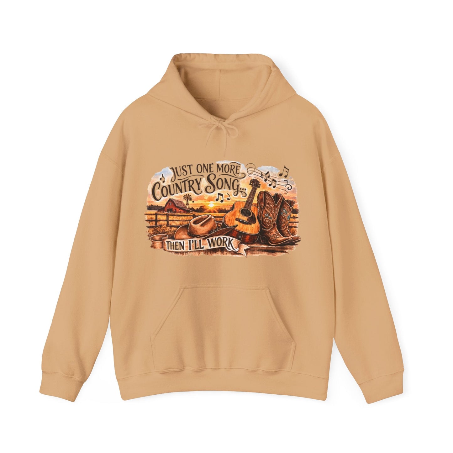 Country Music Hoodie Just One More Country Song Rustic Guitar and Boots Unisex Sweatshirt - SJM Print Store