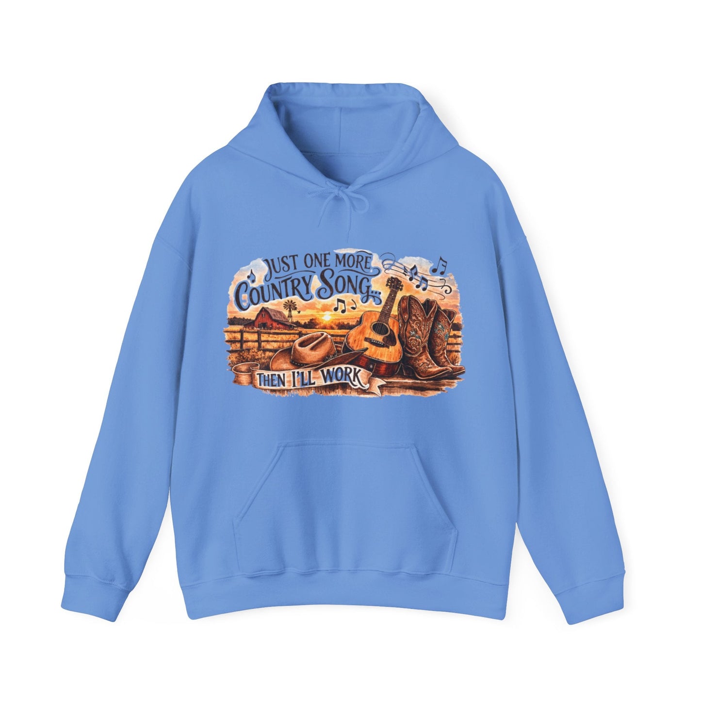 Country Music Hoodie Just One More Country Song Rustic Guitar and Boots Unisex Sweatshirt - SJM Print Store