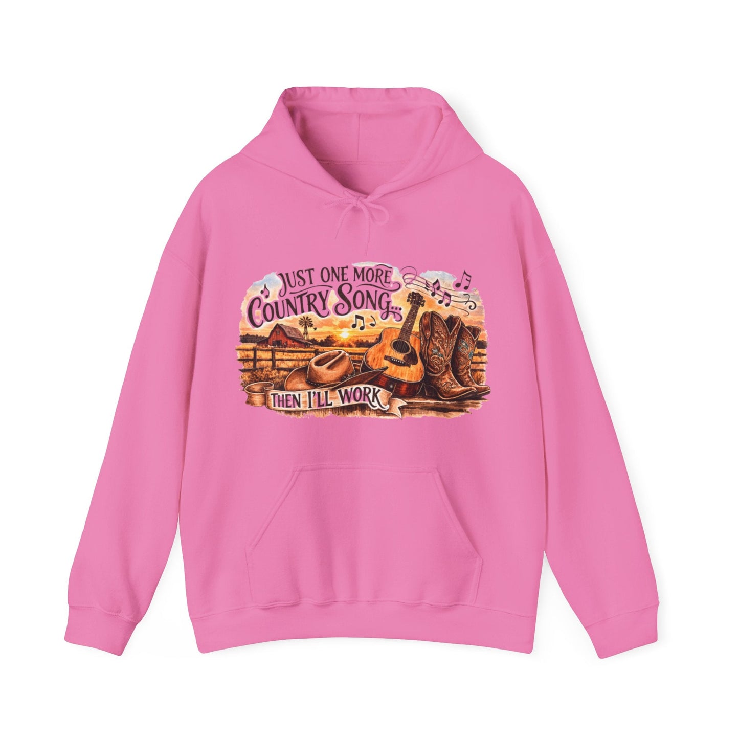 Country Music Hoodie Just One More Country Song Rustic Guitar and Boots Unisex Sweatshirt - SJM Print Store
