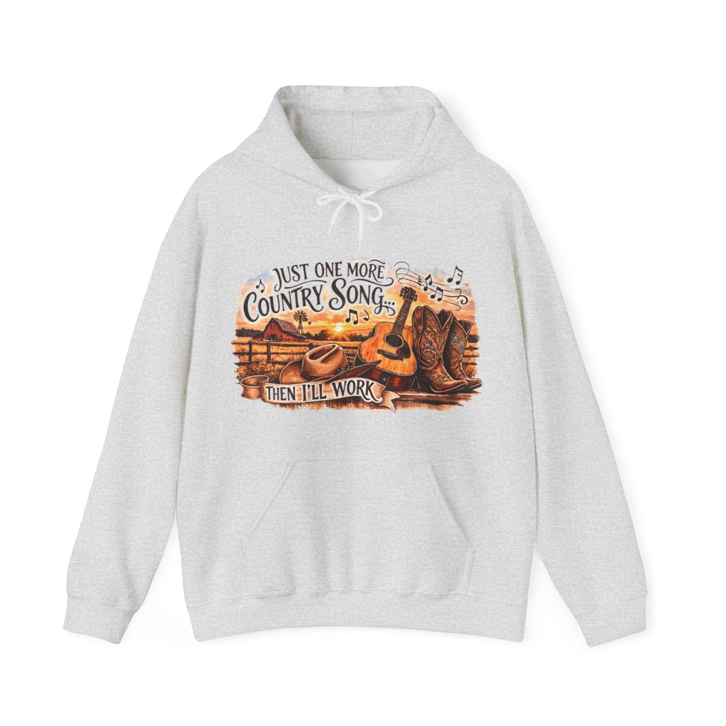 Country Music Hoodie Just One More Country Song Rustic Guitar and Boots Unisex Sweatshirt - SJM Print Store