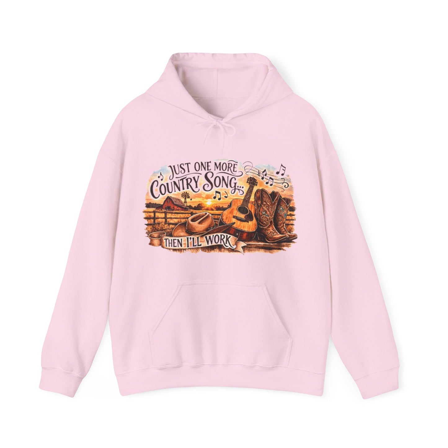 Country Music Hoodie Just One More Country Song Rustic Guitar and Boots Unisex Sweatshirt - SJM Print Store