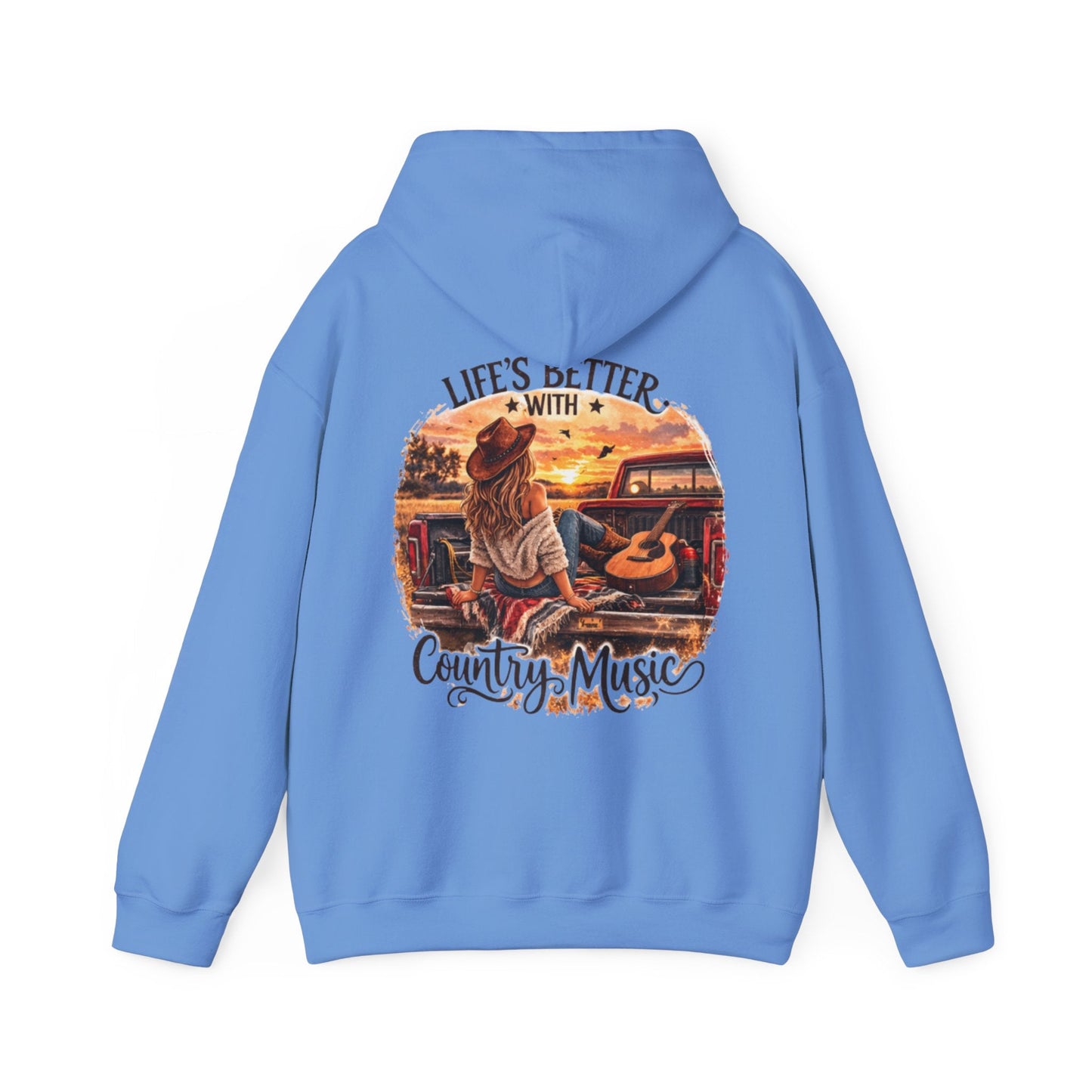 Country Music Hoodie Life’s Better with Country Music Sunset Graphic - SJM Print Store