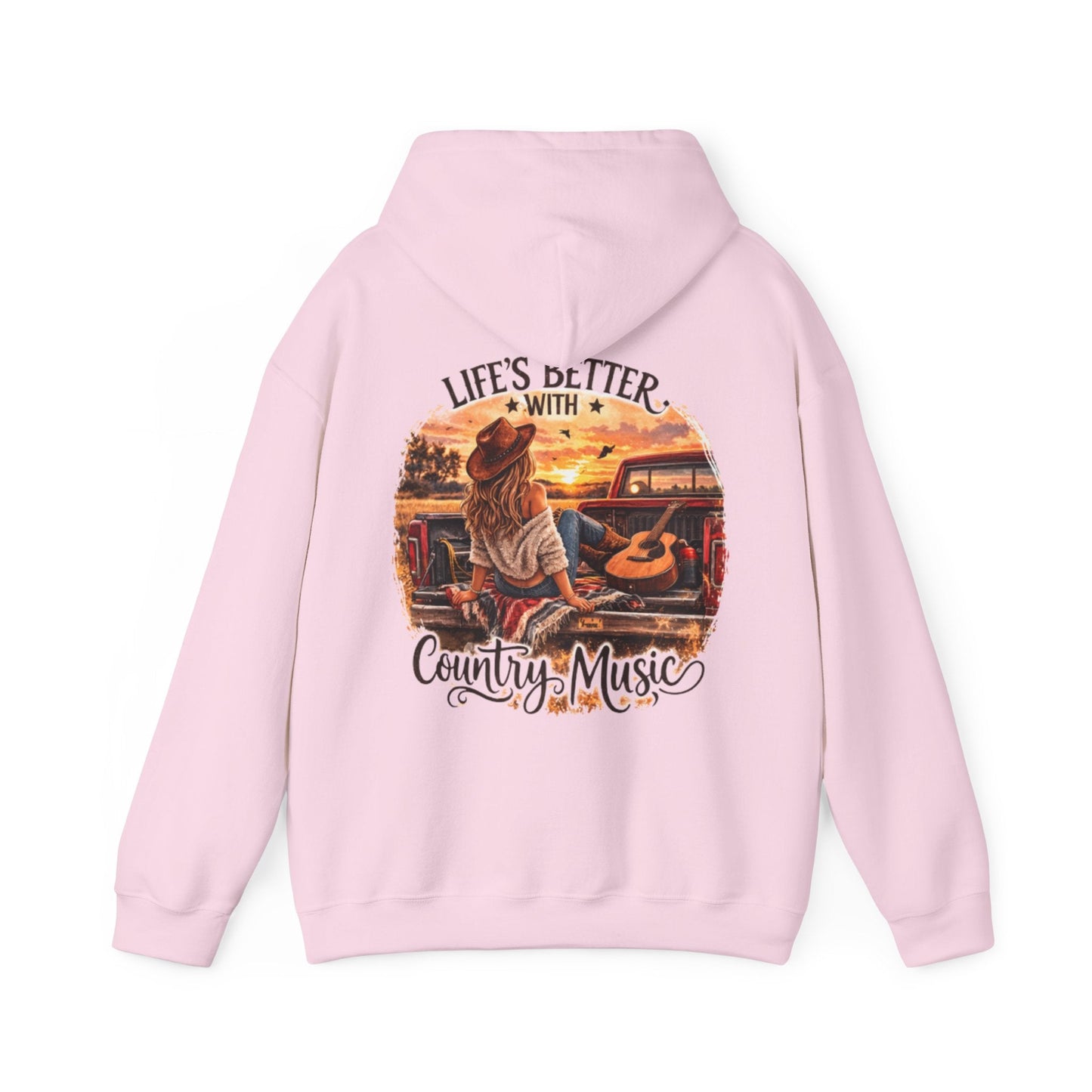 Country Music Hoodie Life’s Better with Country Music Sunset Graphic - SJM Print Store