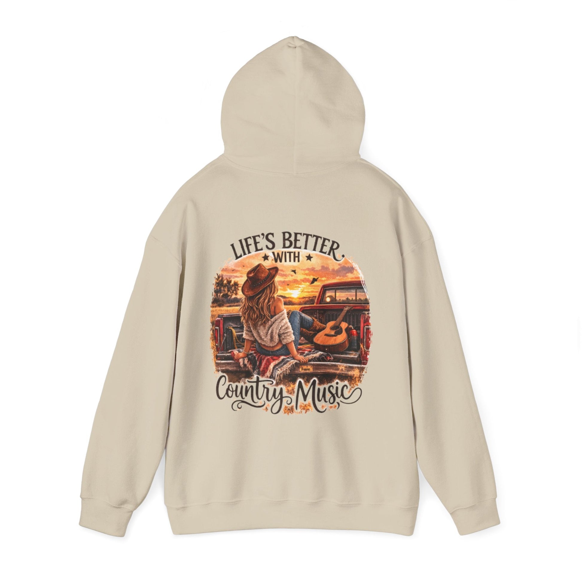 Country Music Hoodie Life’s Better with Country Music Sunset Graphic - SJM Print Store