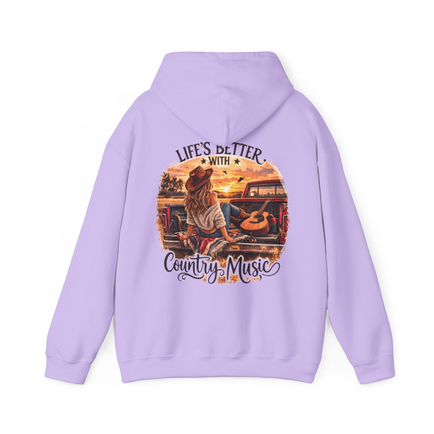 Country Music Hoodie Life’s Better with Country Music Sunset Graphic - SJM Print Store