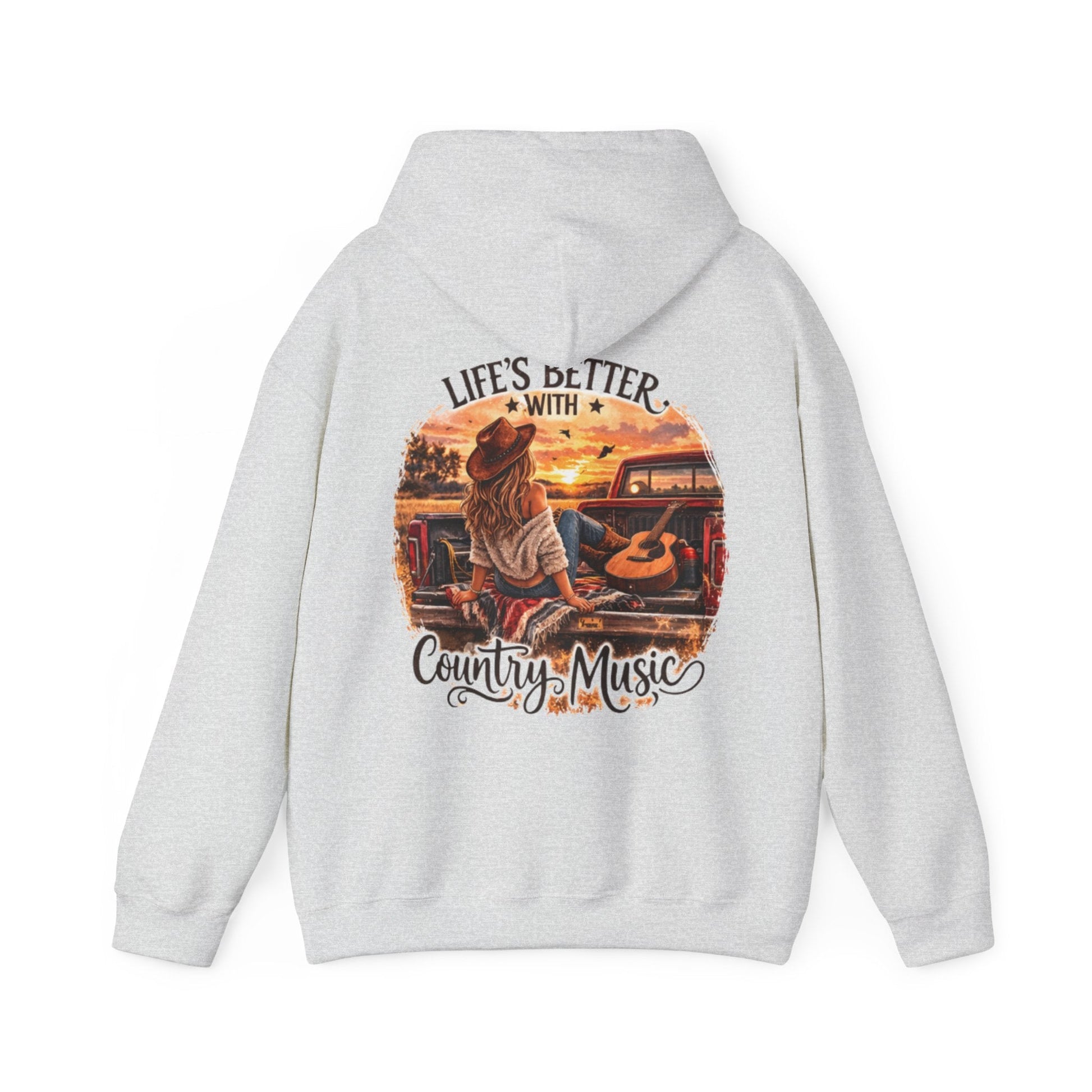 Country Music Hoodie Life’s Better with Country Music Sunset Graphic - SJM Print Store