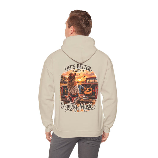 Country Music Hoodie Lifeâ€™s Better with Country Music Sunset Graphic - SJM Print Store